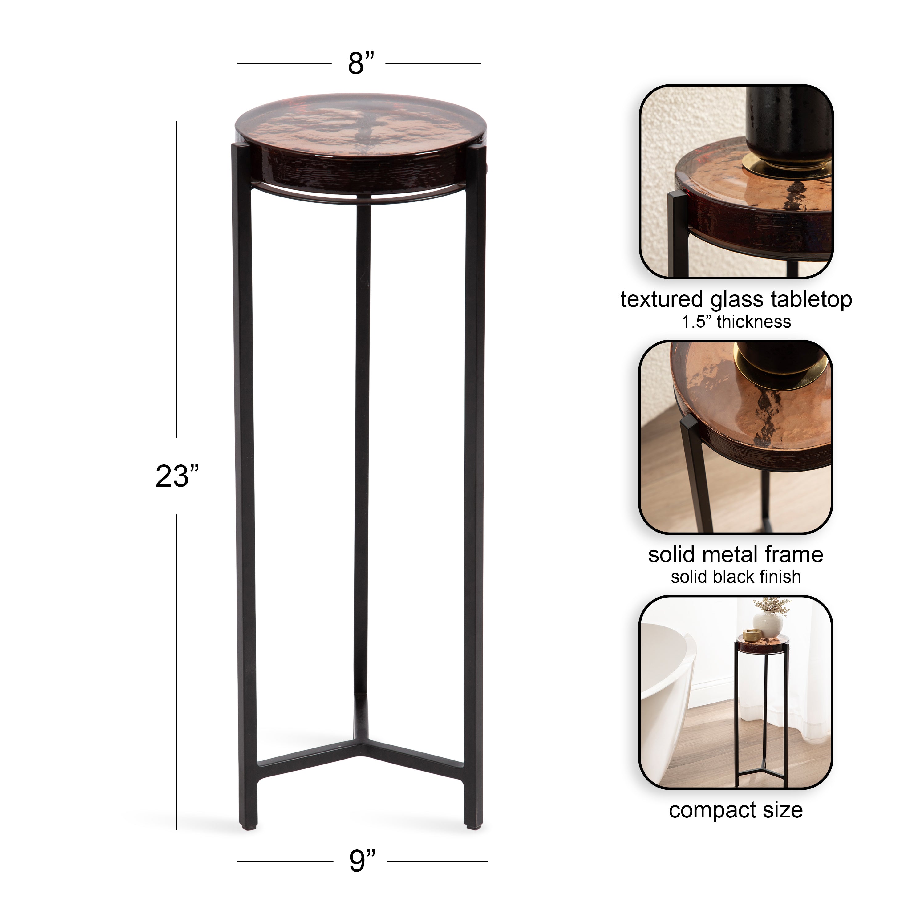 Drink Table Orange Black 9x9x23 2