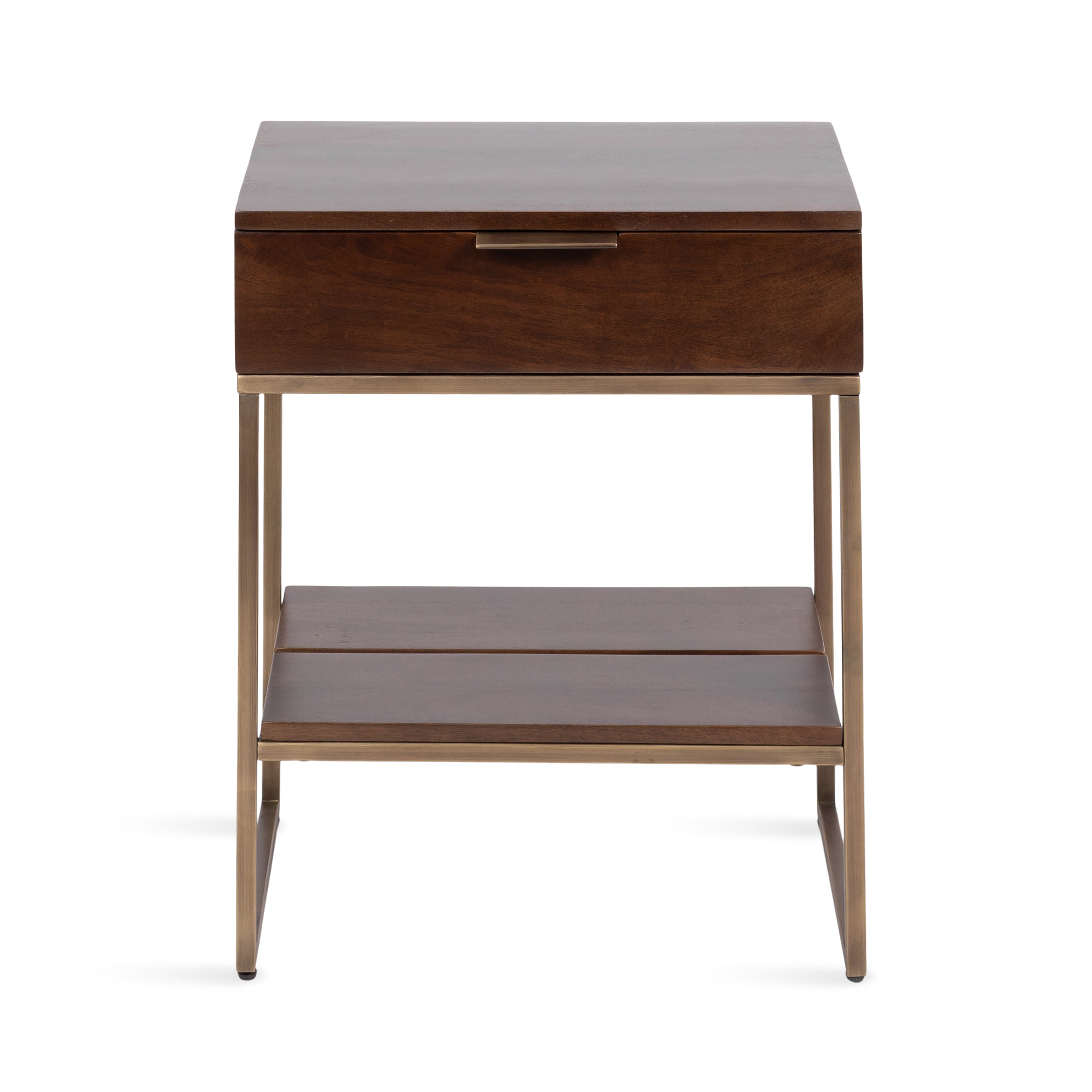 Side Table Dark Brown Gold 18x13x24 5
