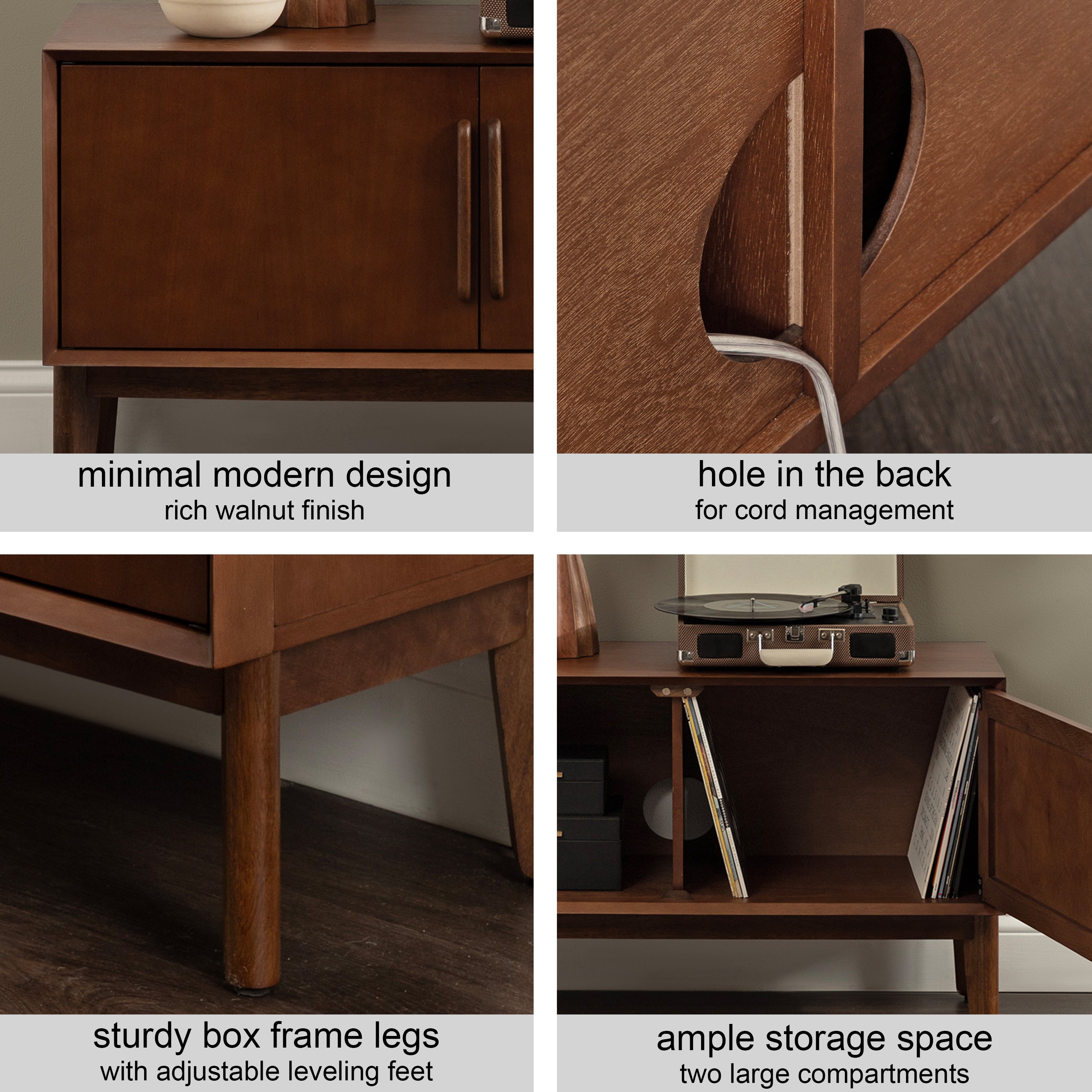 TV Stand 38x15x22 Walnut Brown 5