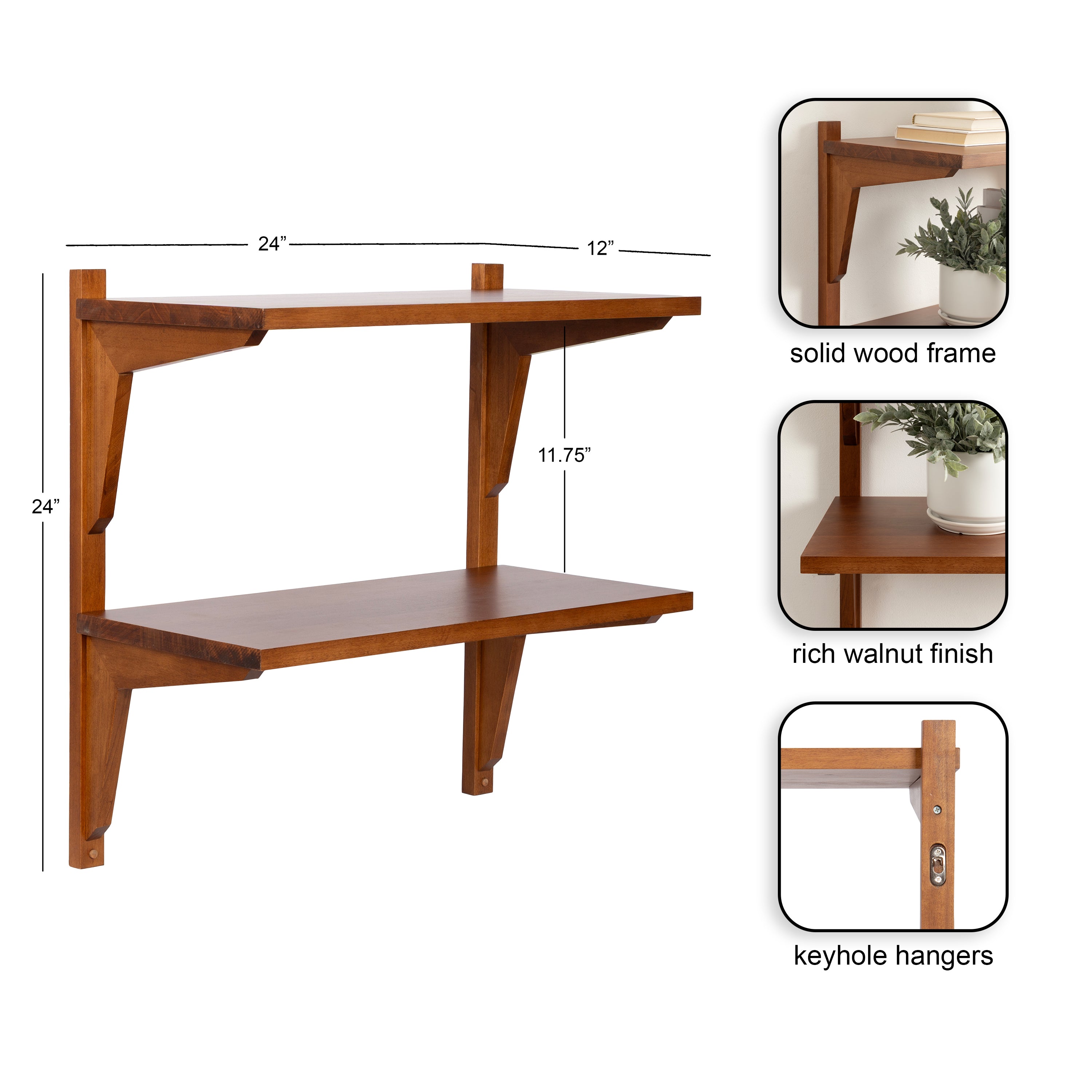 Accent Shelf Walnut Brown 24x12x24 2