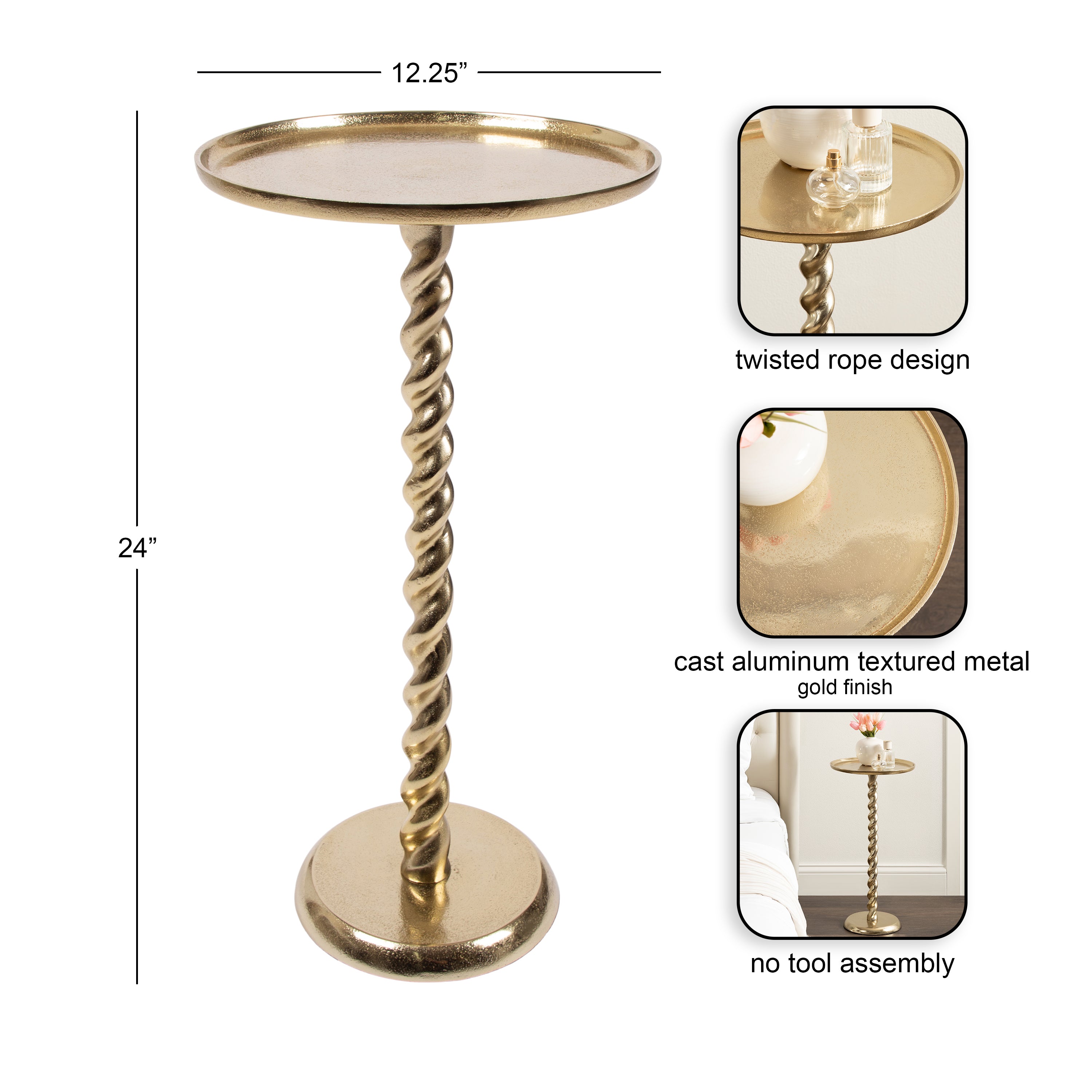 Side Table 13x13x24 Gold 2