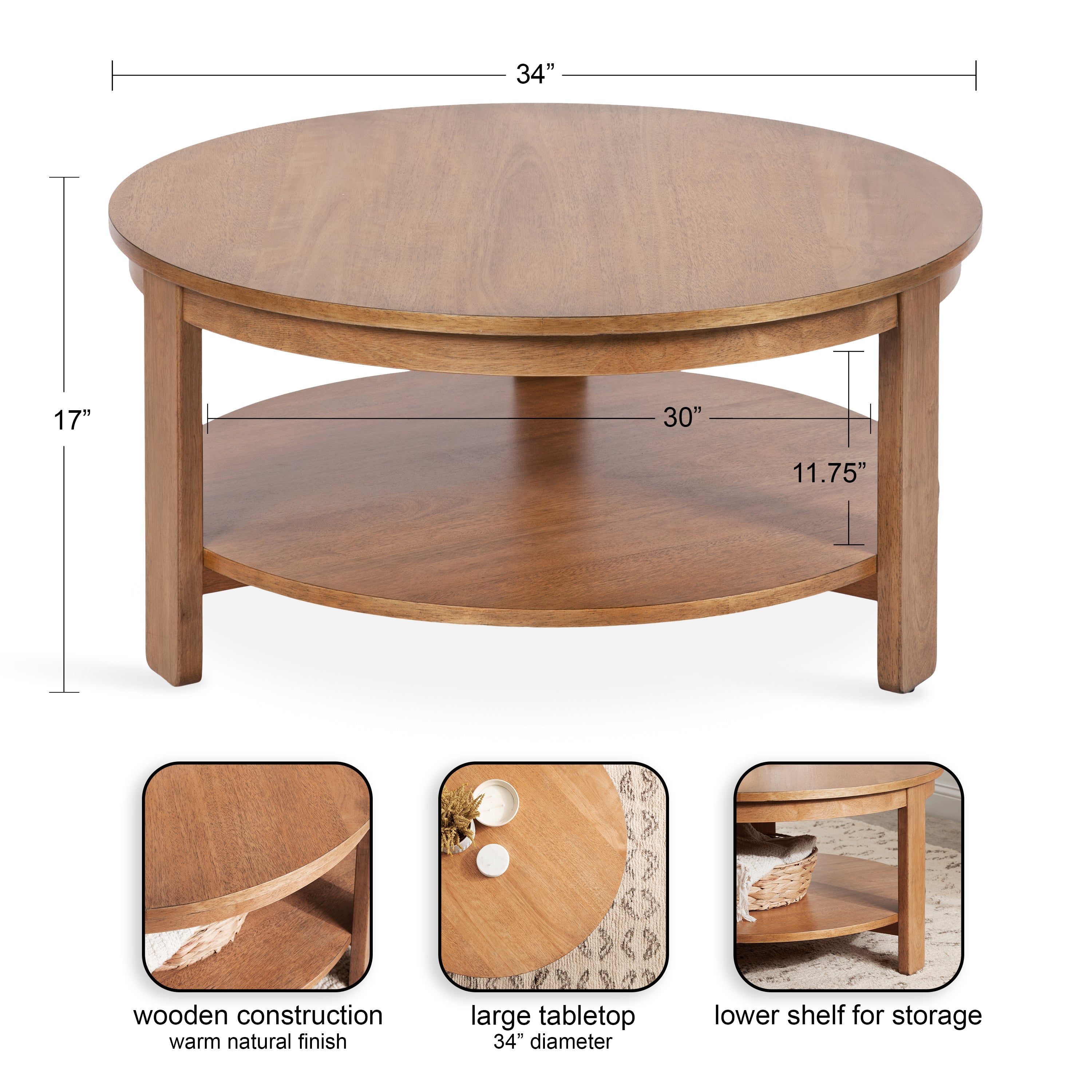 Coffee Table Natural 34x34x17 2