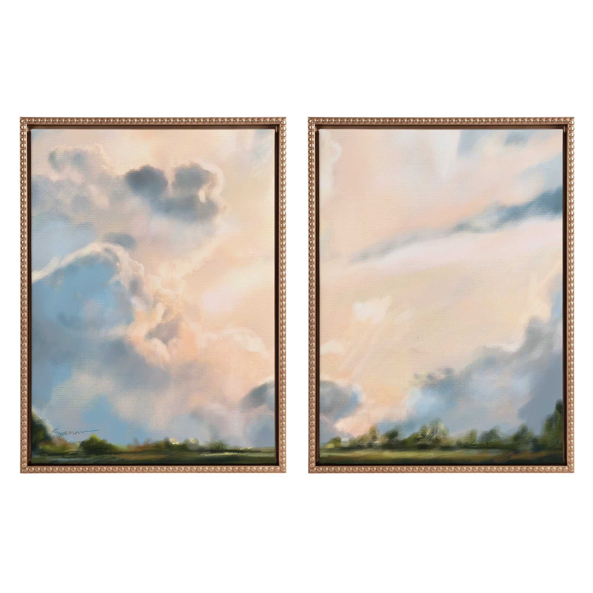 Sylvie Beaded Clouds Framed Canvas Art Set by Mary Sparrow
