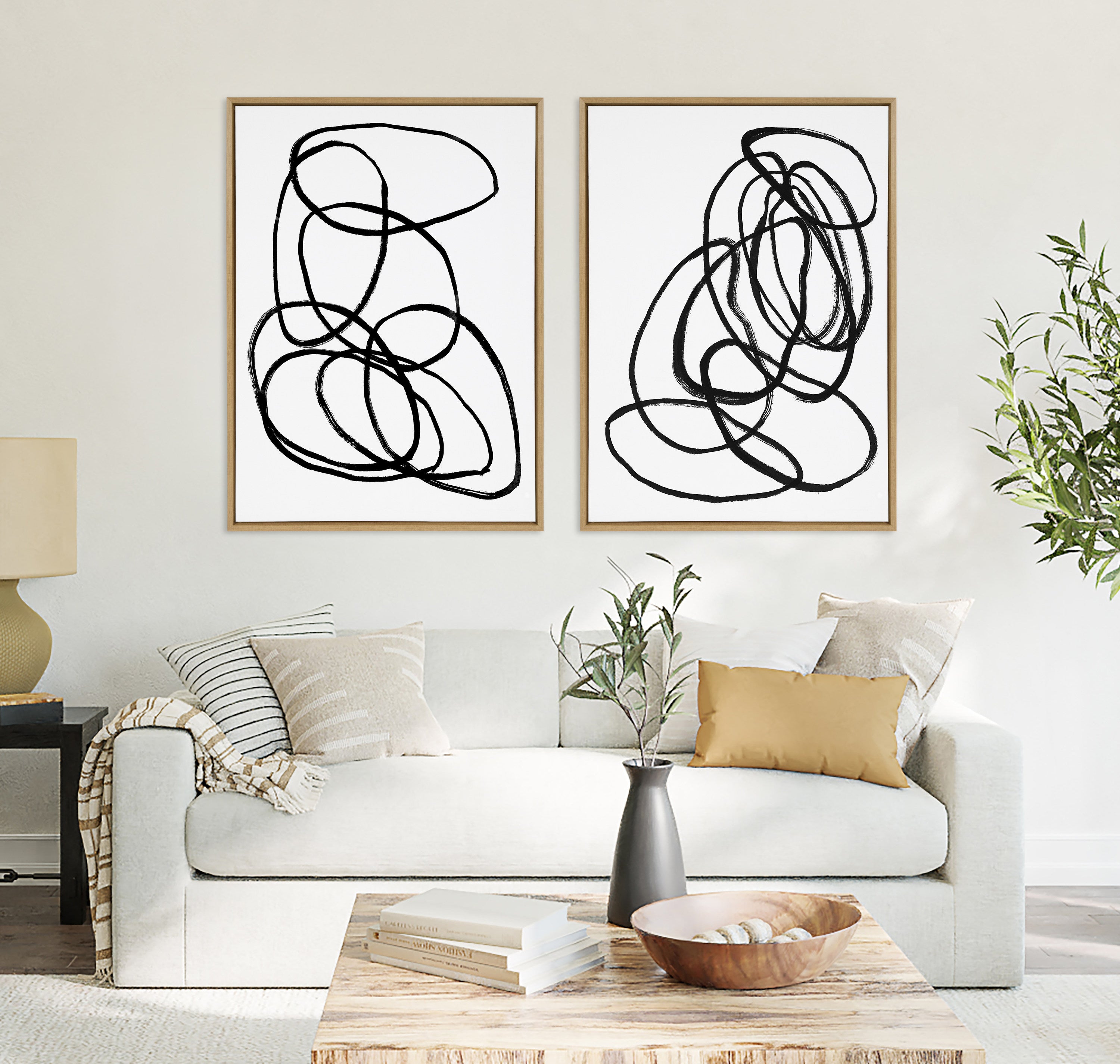 Sylvie Ring of Light and Ring of Light 2 Framed Canvas Art Set by Nikki Chu
