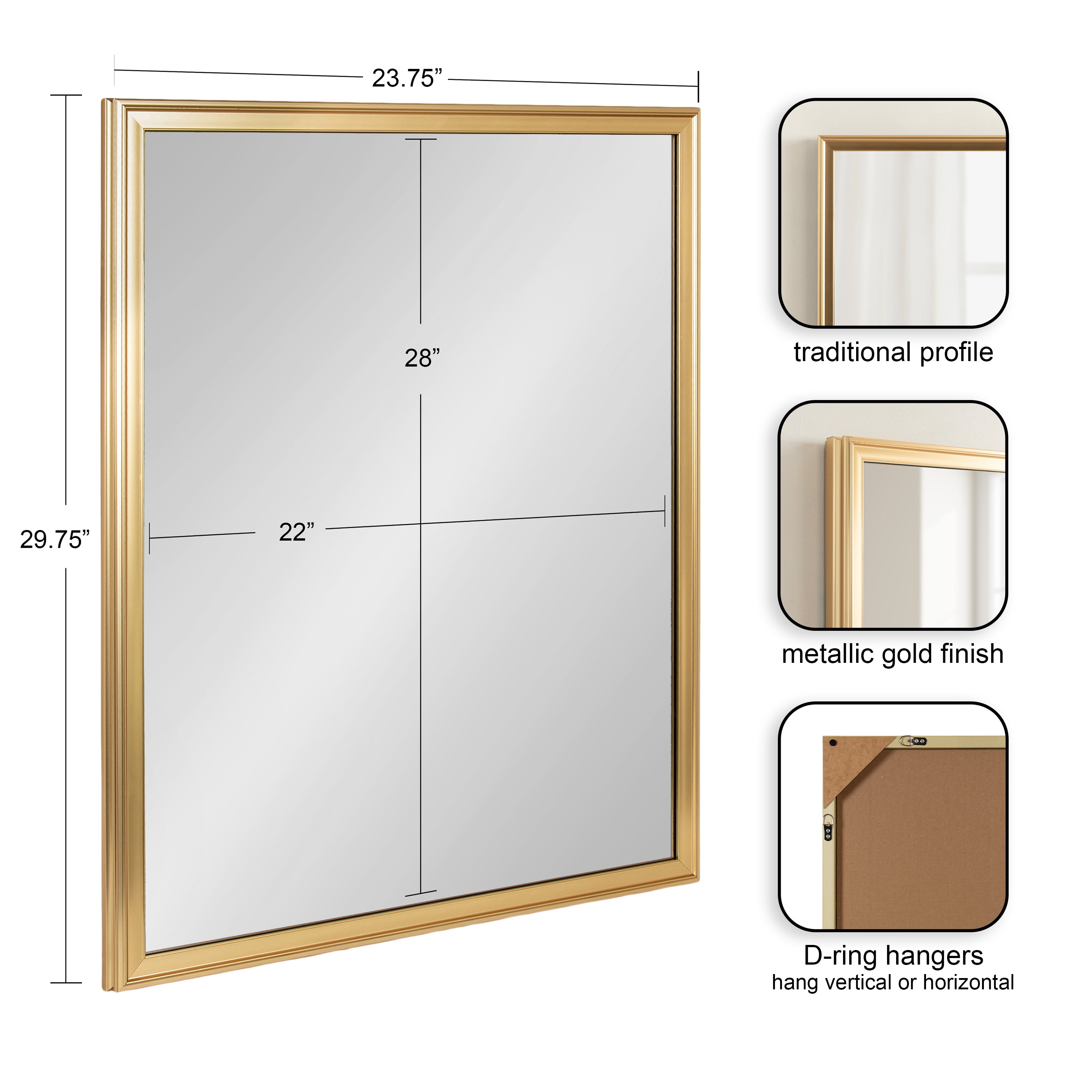 Rectangle Mirror Gold 24x30 2