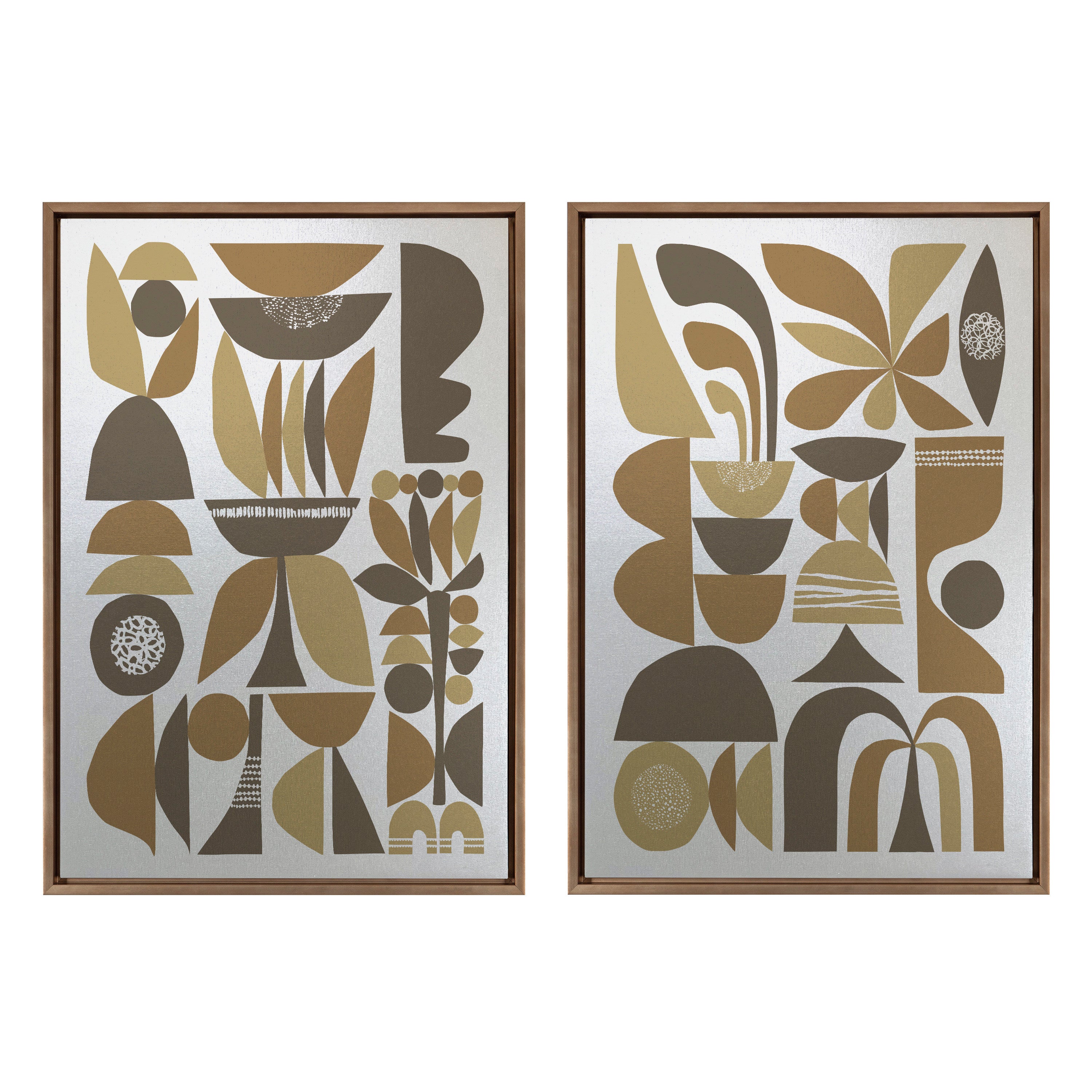 Sylvie MCM Floral 2 and MCM Plant 2 Framed Canvas by Rachel Lee
