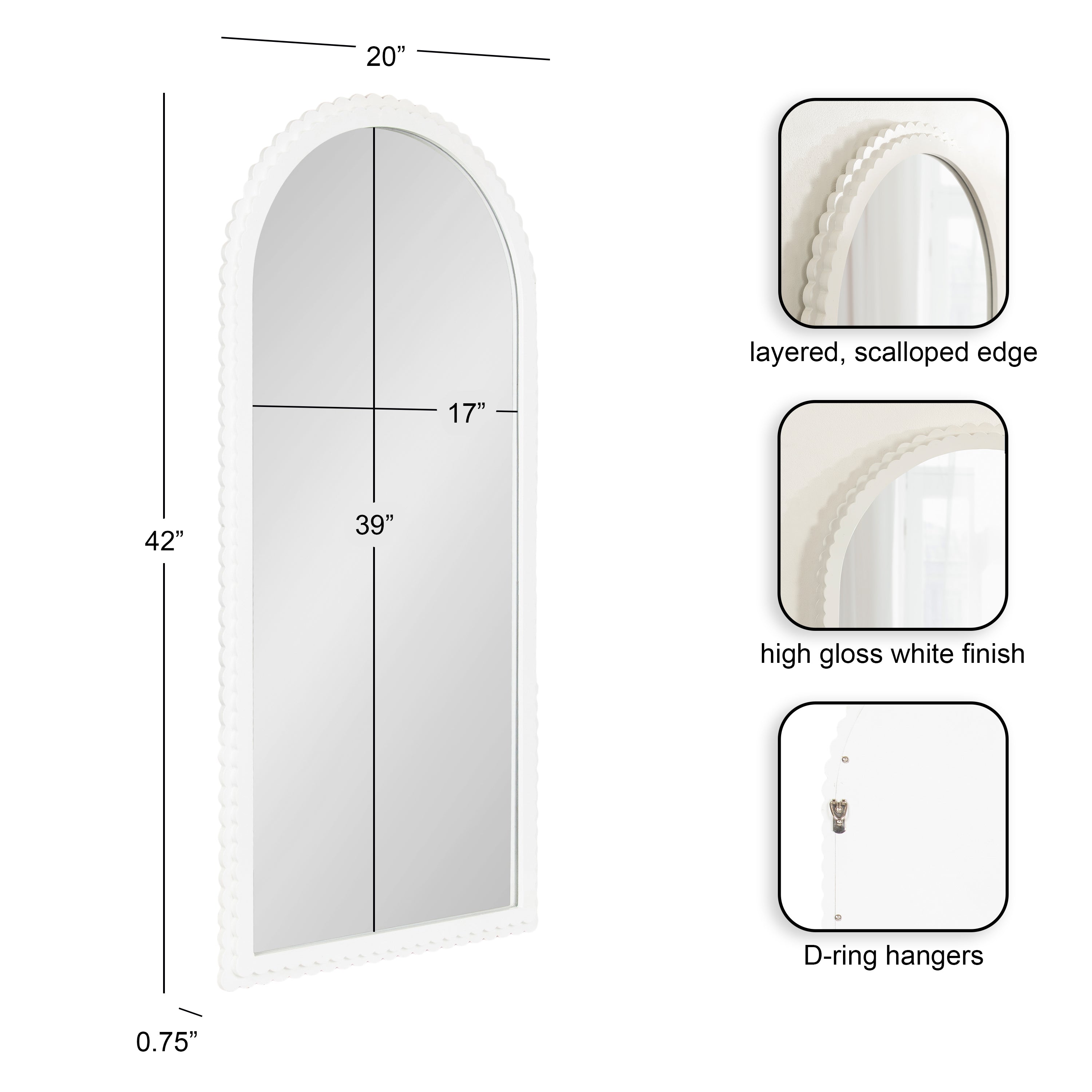 Arch Mirror 20x42 White 2