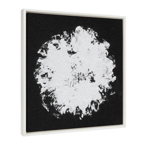 Sylvie Abstract Round Black and White BW Invert Framed Canvas by Mentoring Positives