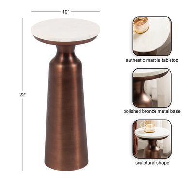 Drink Table White Bronze 10x10x22 2