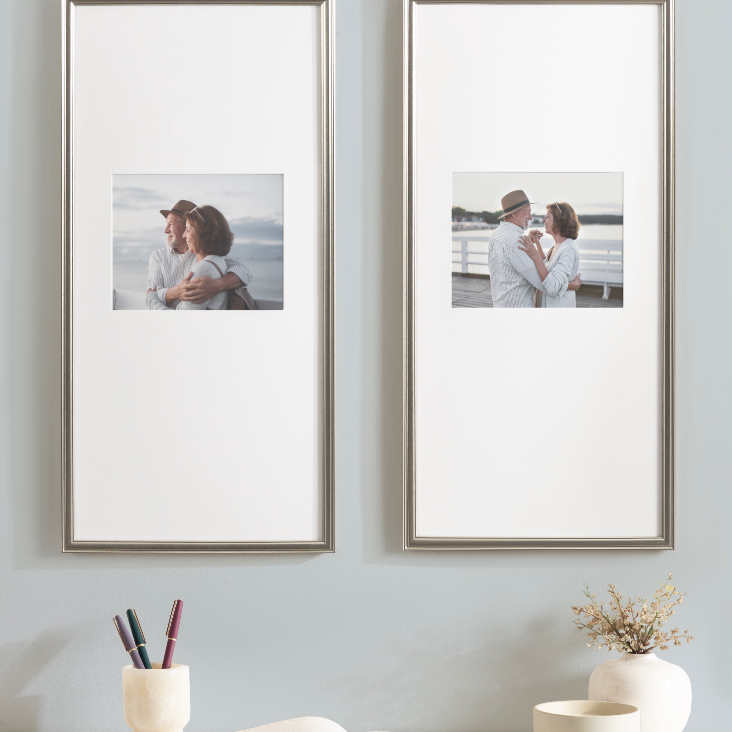 Wall Frame 14x30 matted to 8x10 Silver 7