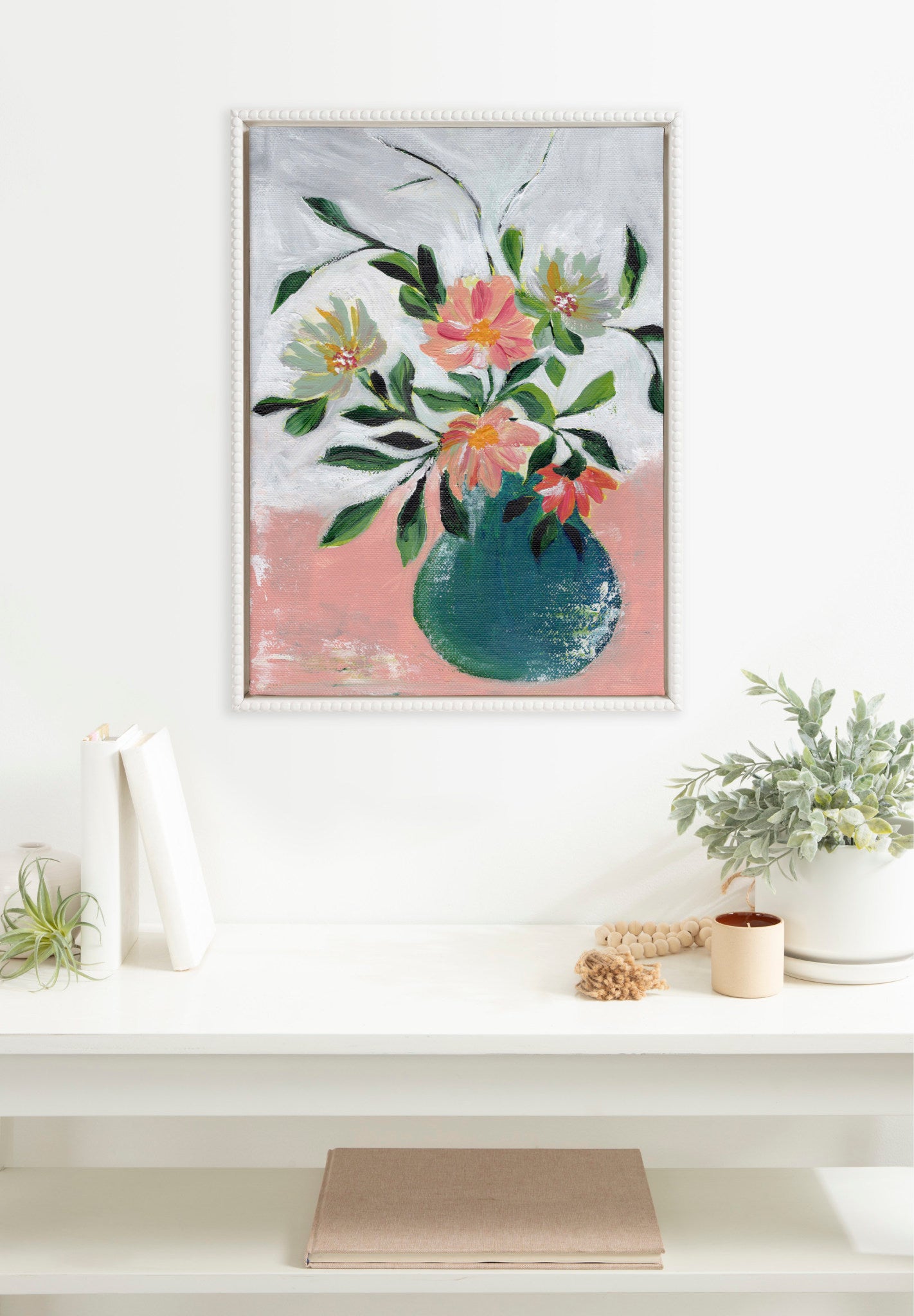 Sylvie Beaded Wild Blooms Framed Canvas by Nikita Jariwala