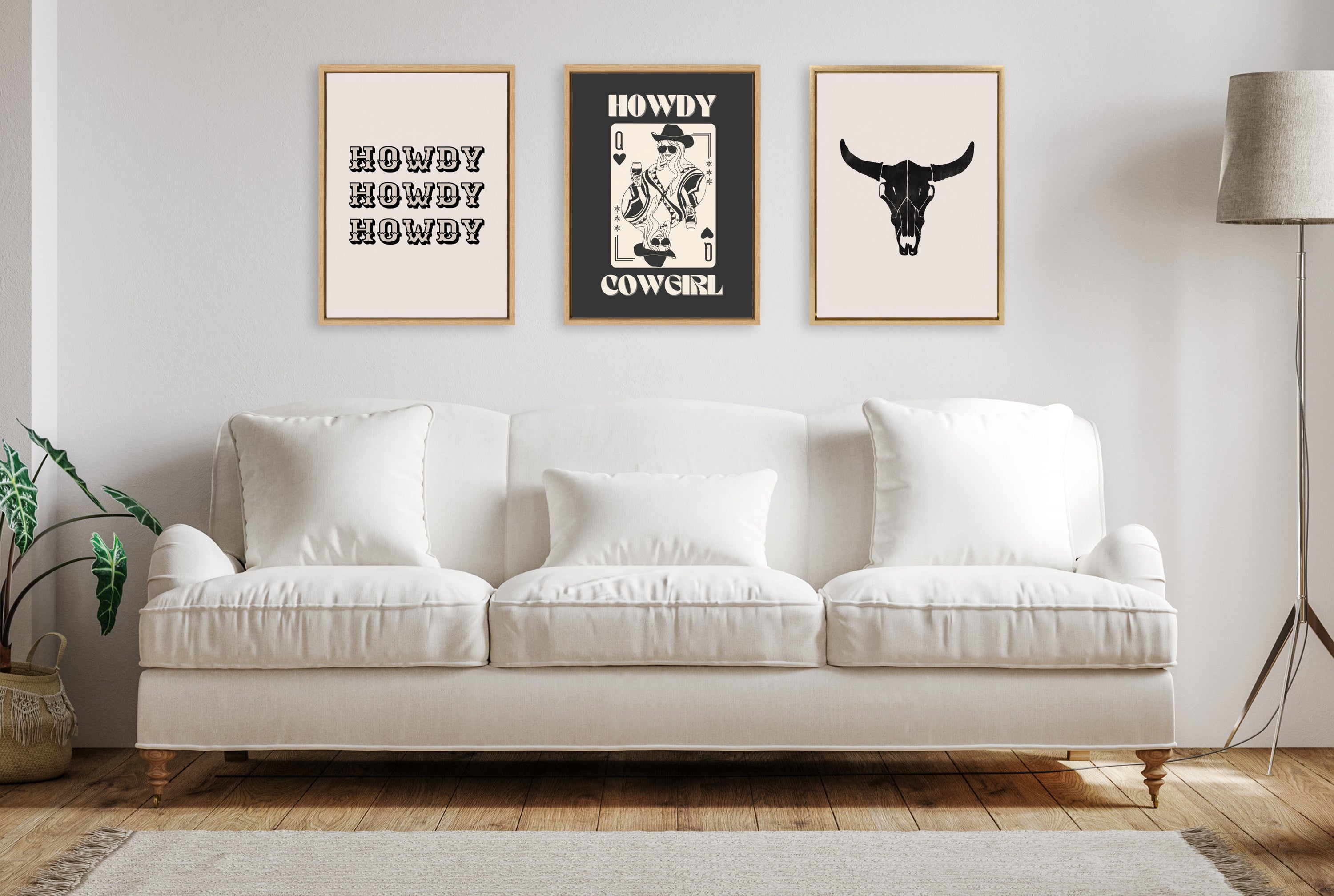 Sylvie Howdy Cowgirl Queen Framed Canvas by Honey Island Studio
