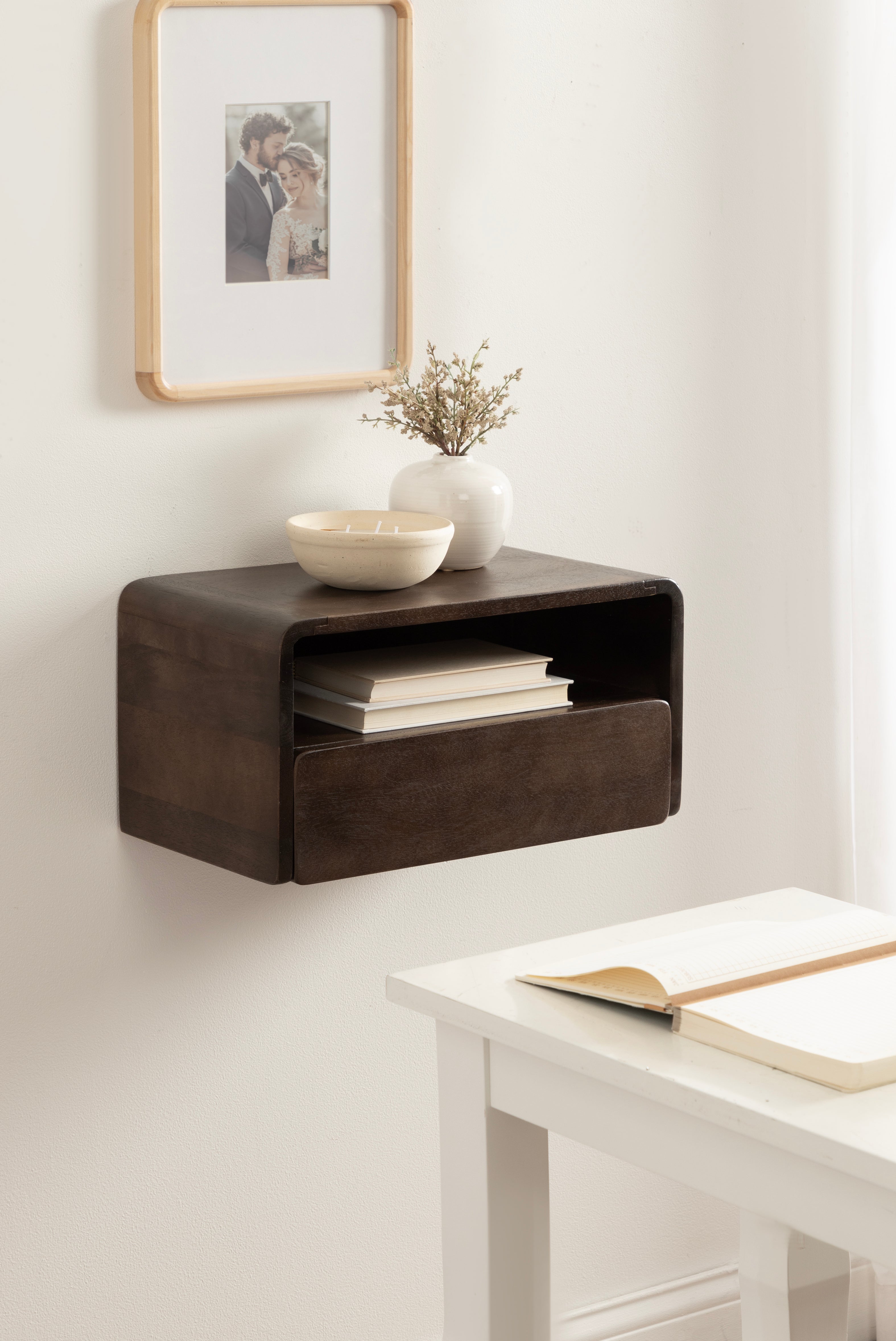Floating Side Table Dark Brown 18x10x9 7