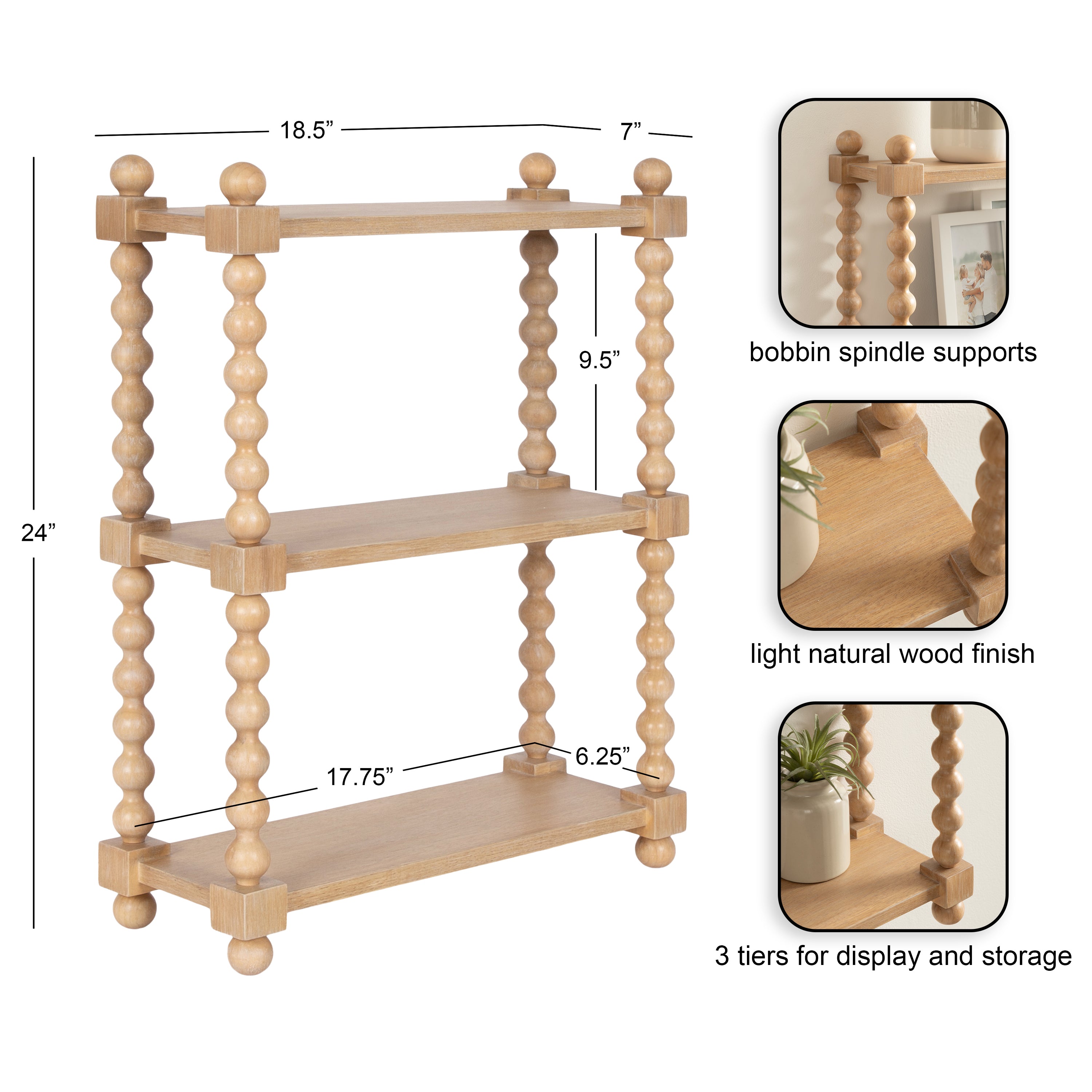 Accent Shelf Natural Beige 19x7x24 2