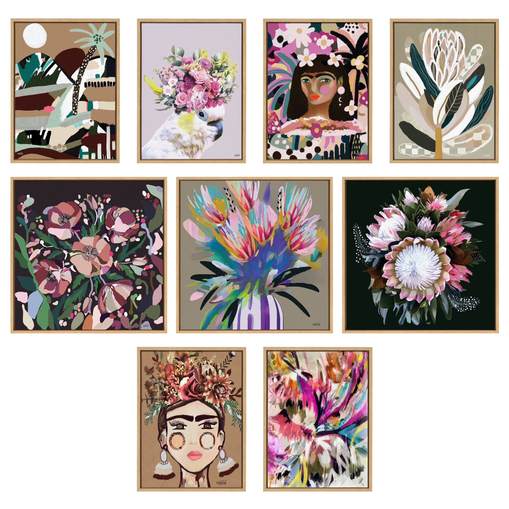 Sylvie Warm Frida Framed Canvas by Inkheart Designs