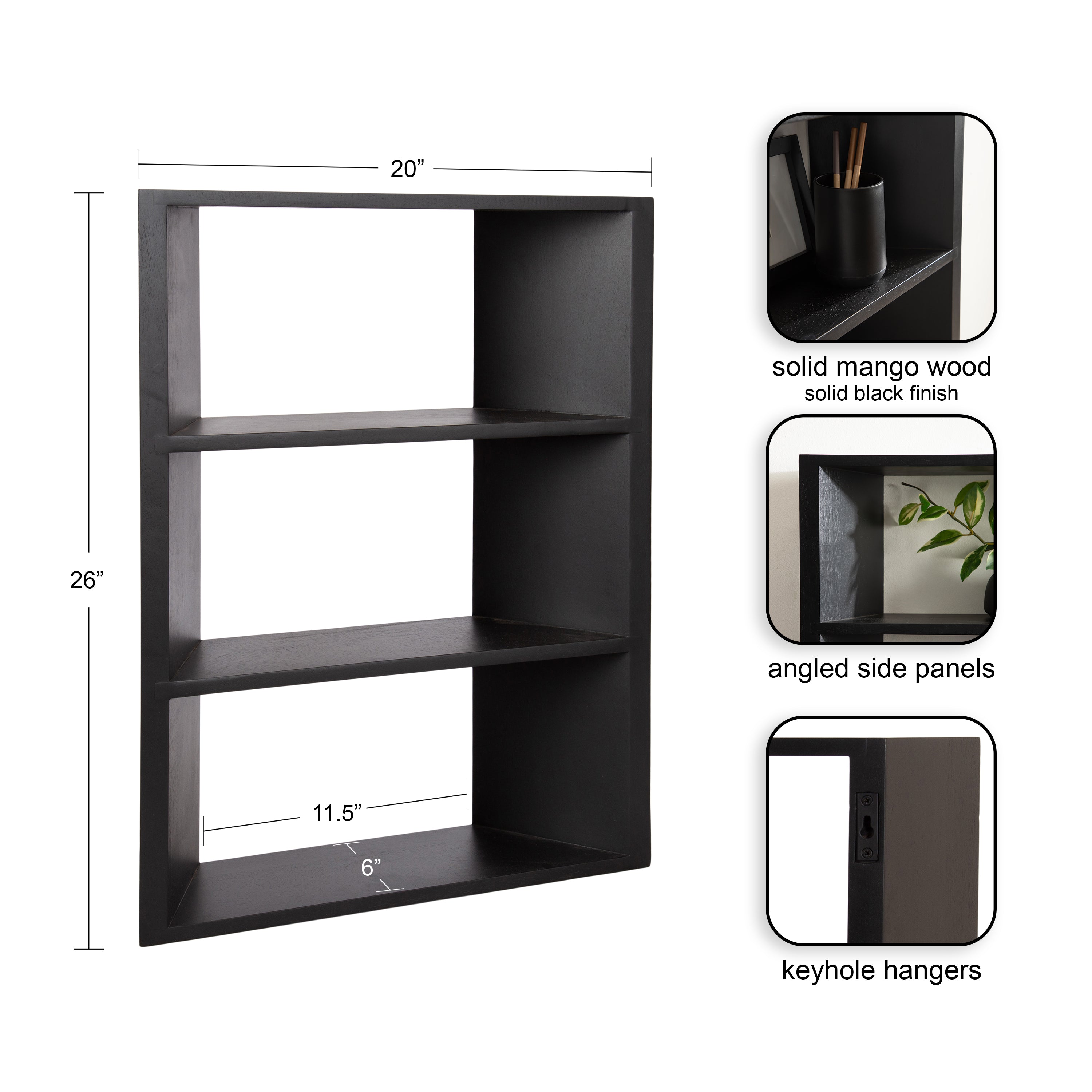 Accent Shelf Black 20x6x26 2