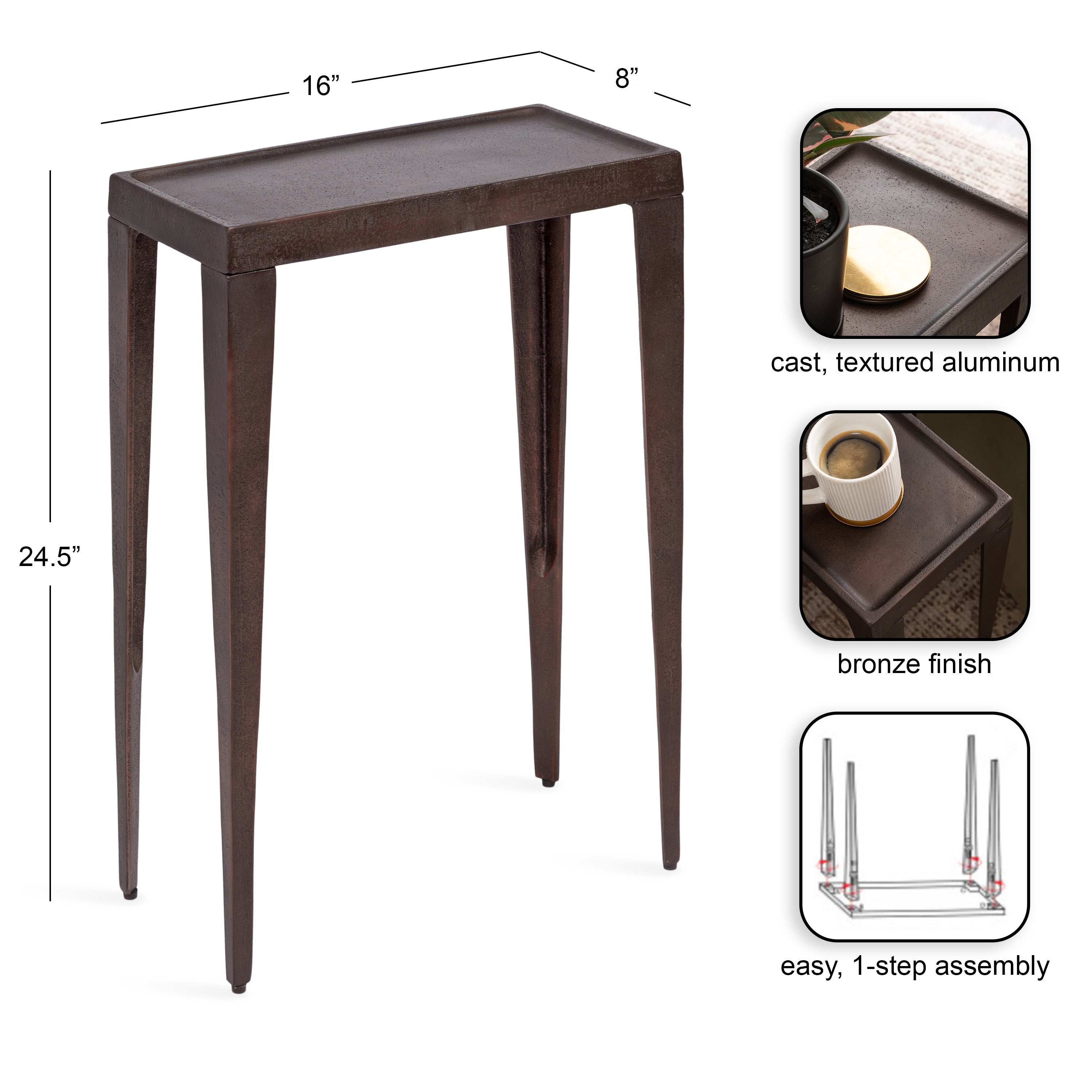Side Table 16x8x25 Bronze 2