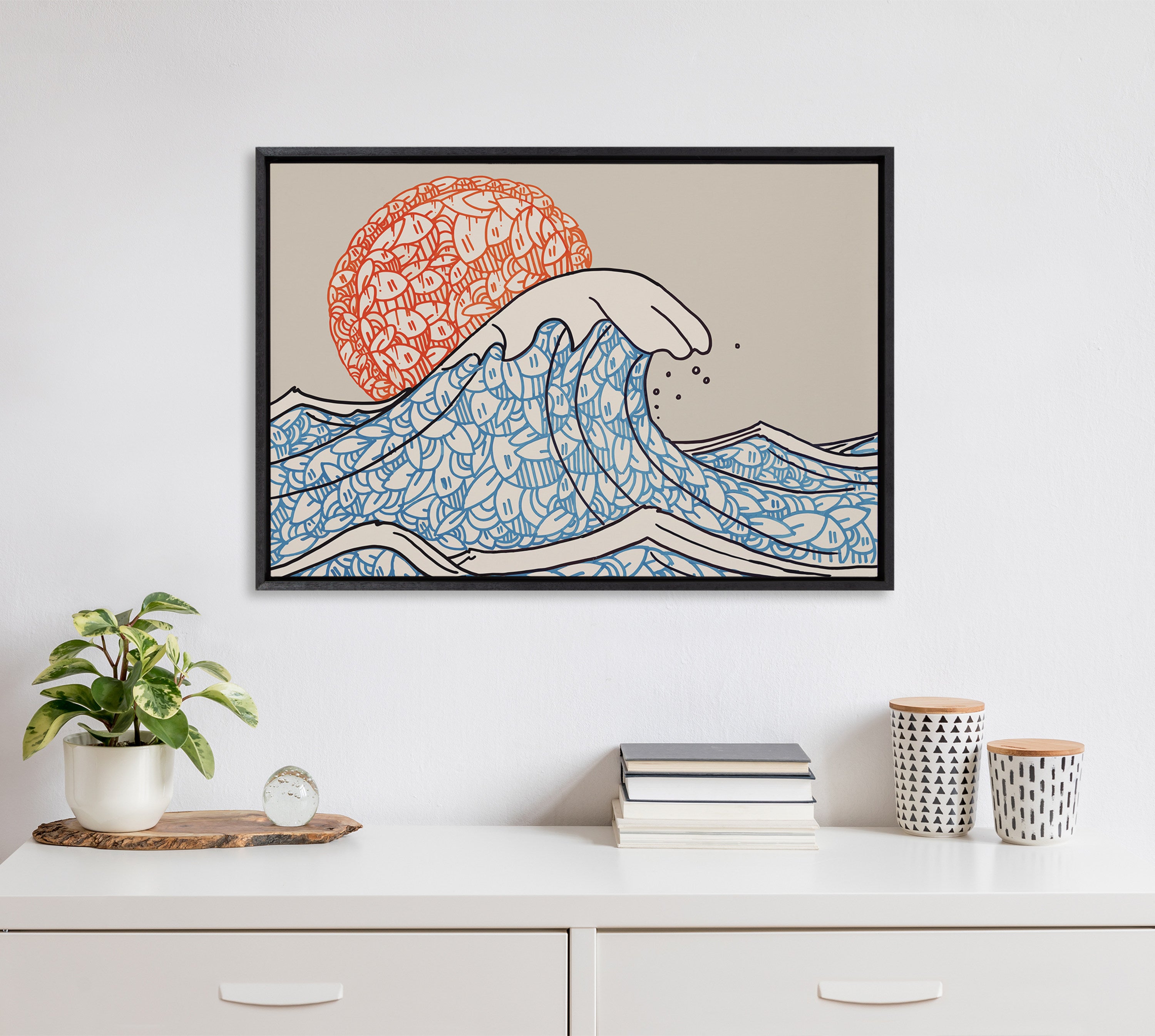 Sylvie Big Wave Framed Canvas by Arm of Casso