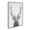 Sylvie The Red Deer BW Framed Canvas by Simon Te of Tai Prints