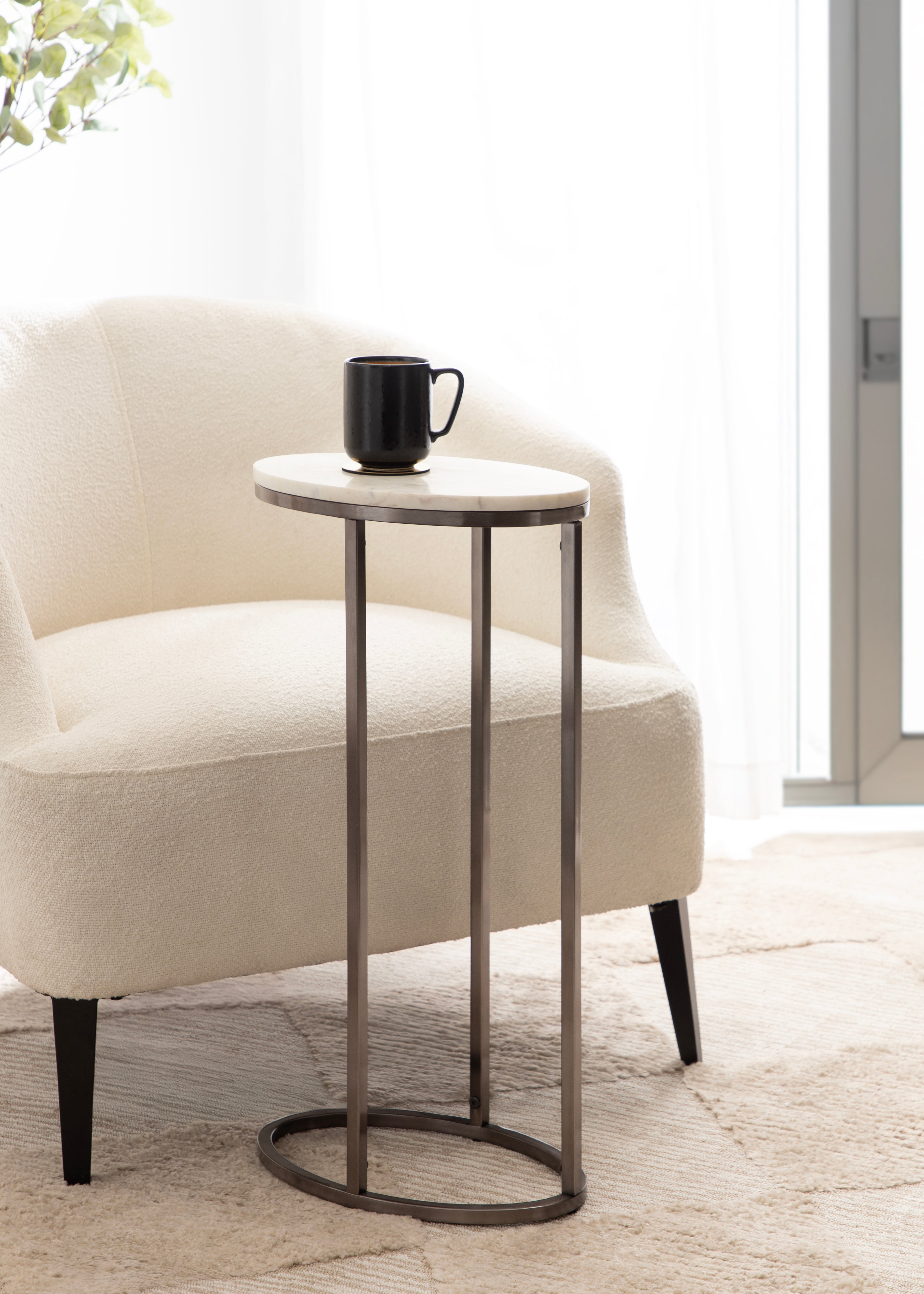 C Table White Pewter 14x9x28 7