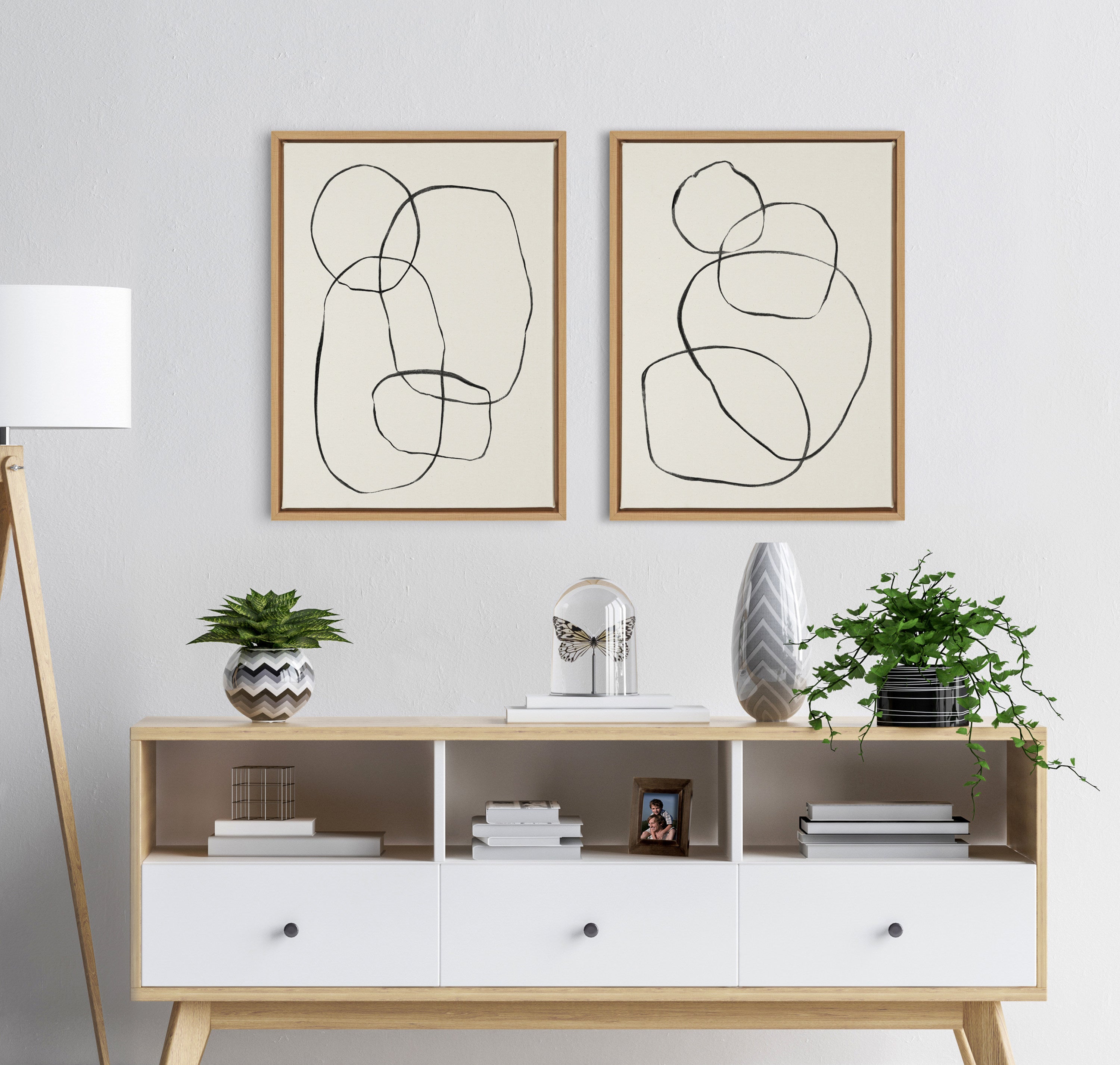 Sylvie Going in Circles Framed Textured Canvas Set by Teju Reval of SnazzyHues