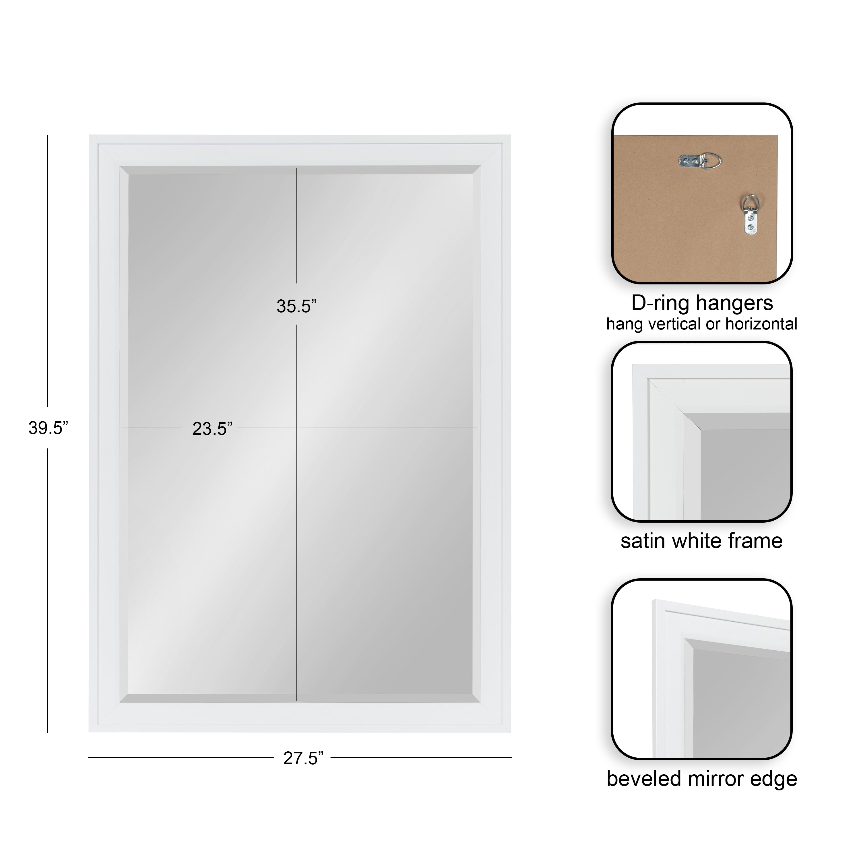 Rectangle Mirror White 27.5x39.5 2