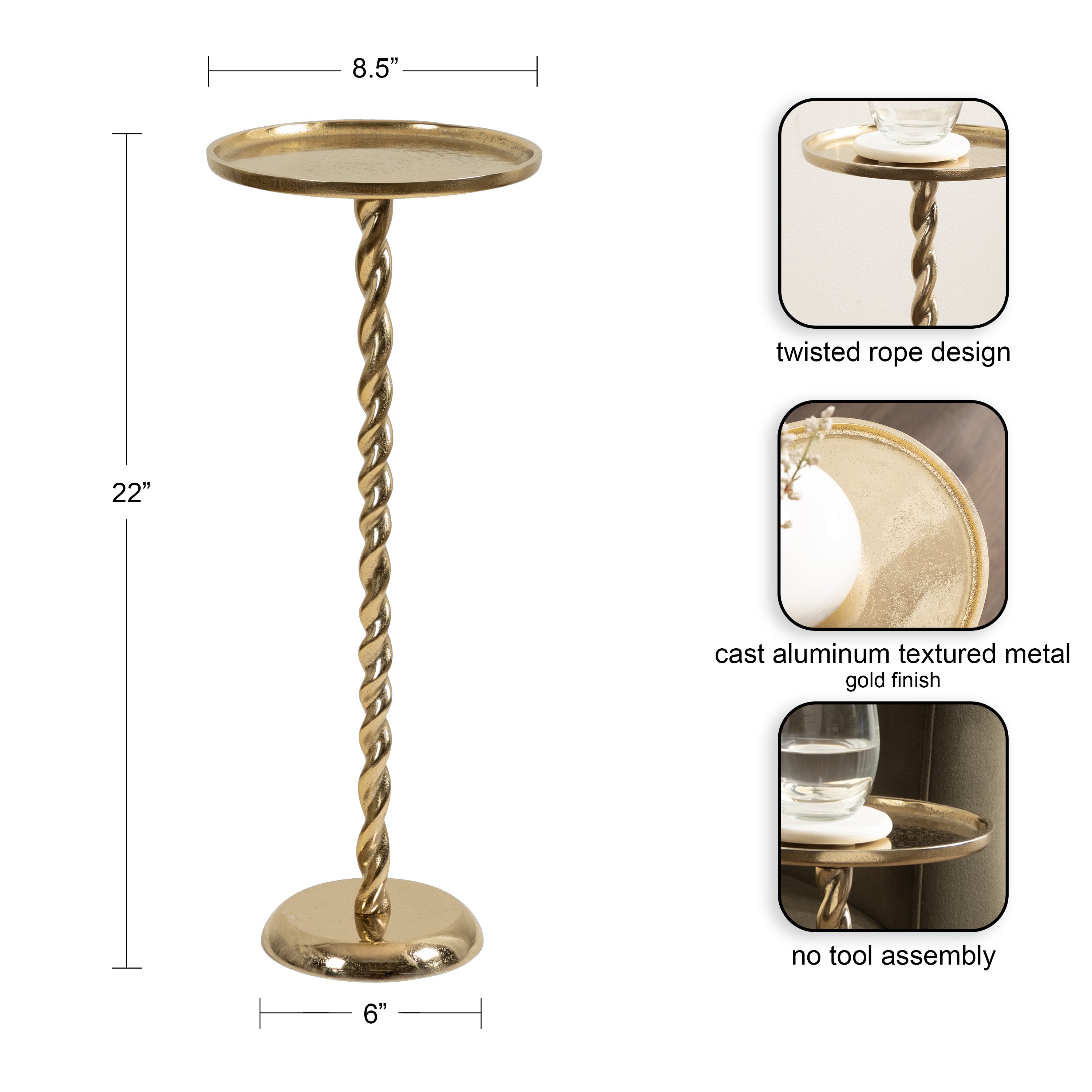 Drink Table 9x9x22 Gold 2