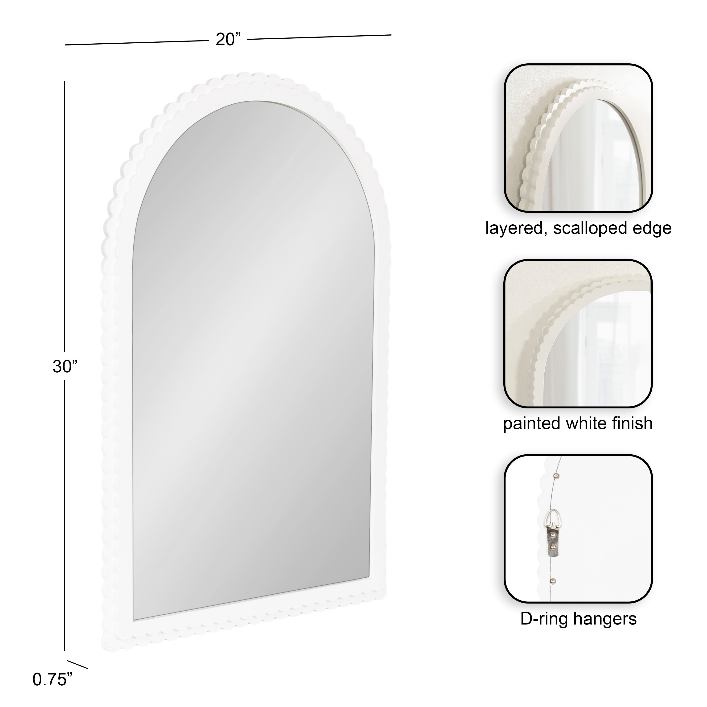Arch Mirror 20x30 White 2