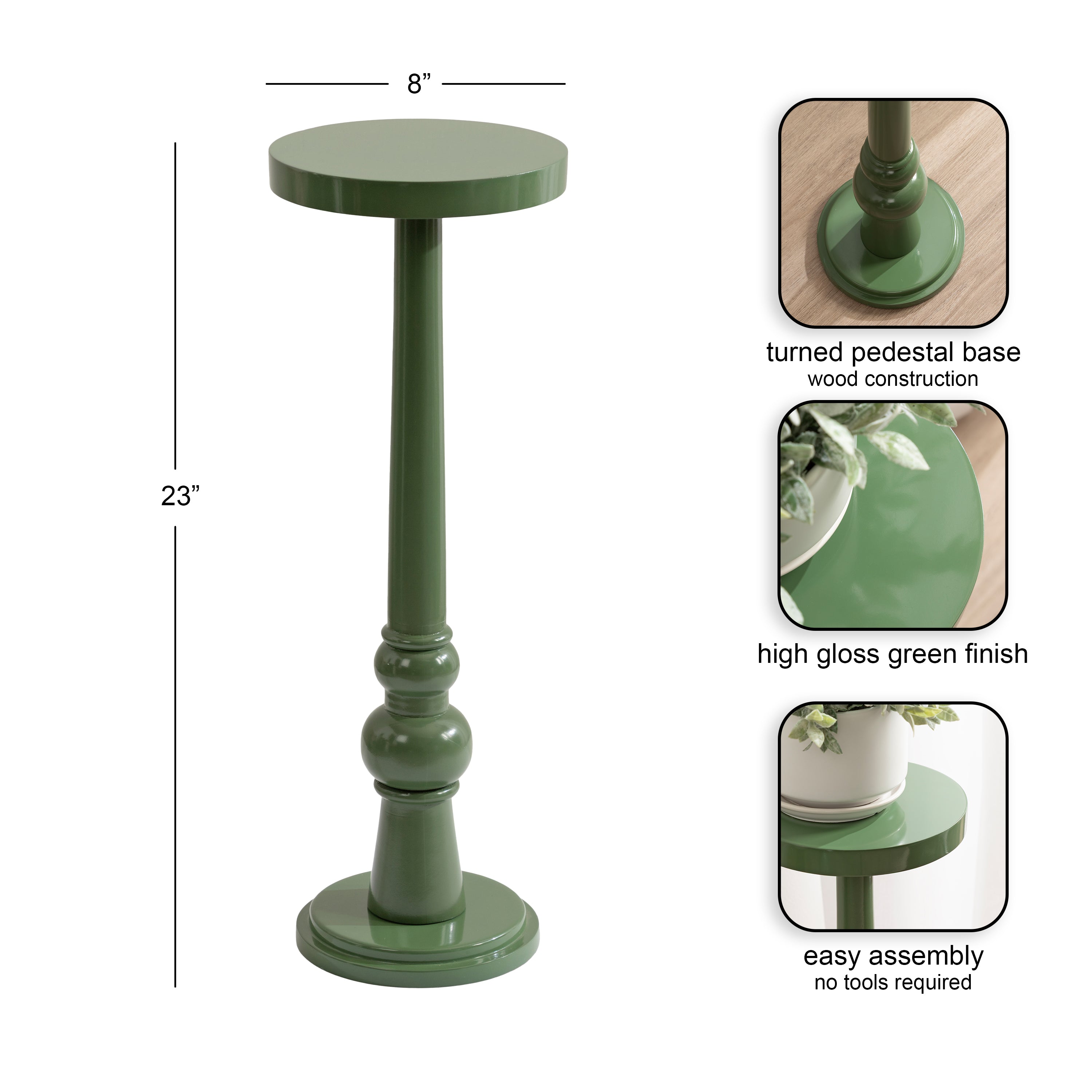 Side Table Green 8x8x23 2