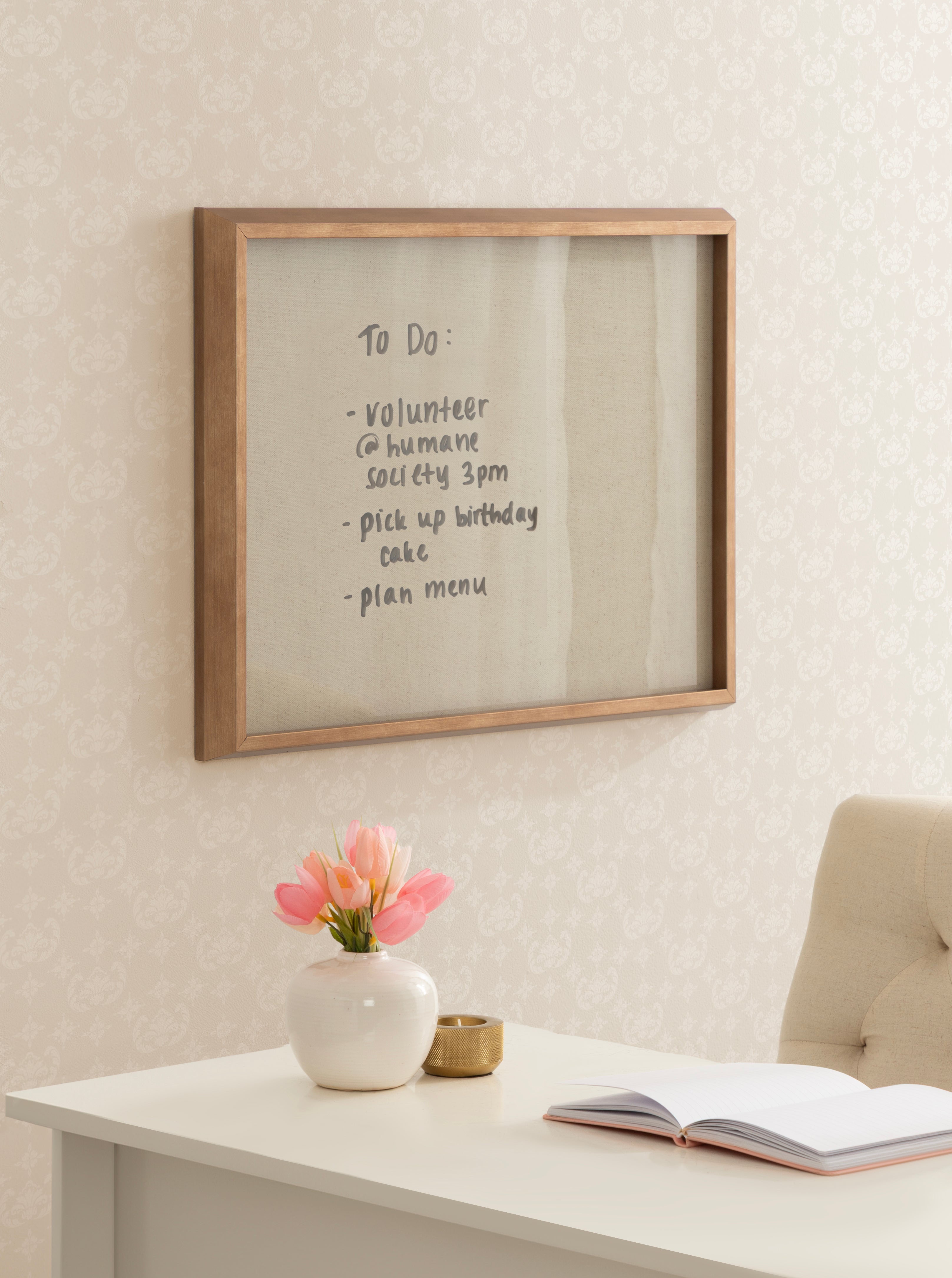 Natural Linen Light Dry Erase by The Creative Bunch Studio Framed Glass Dry Erase Wall Art White Board