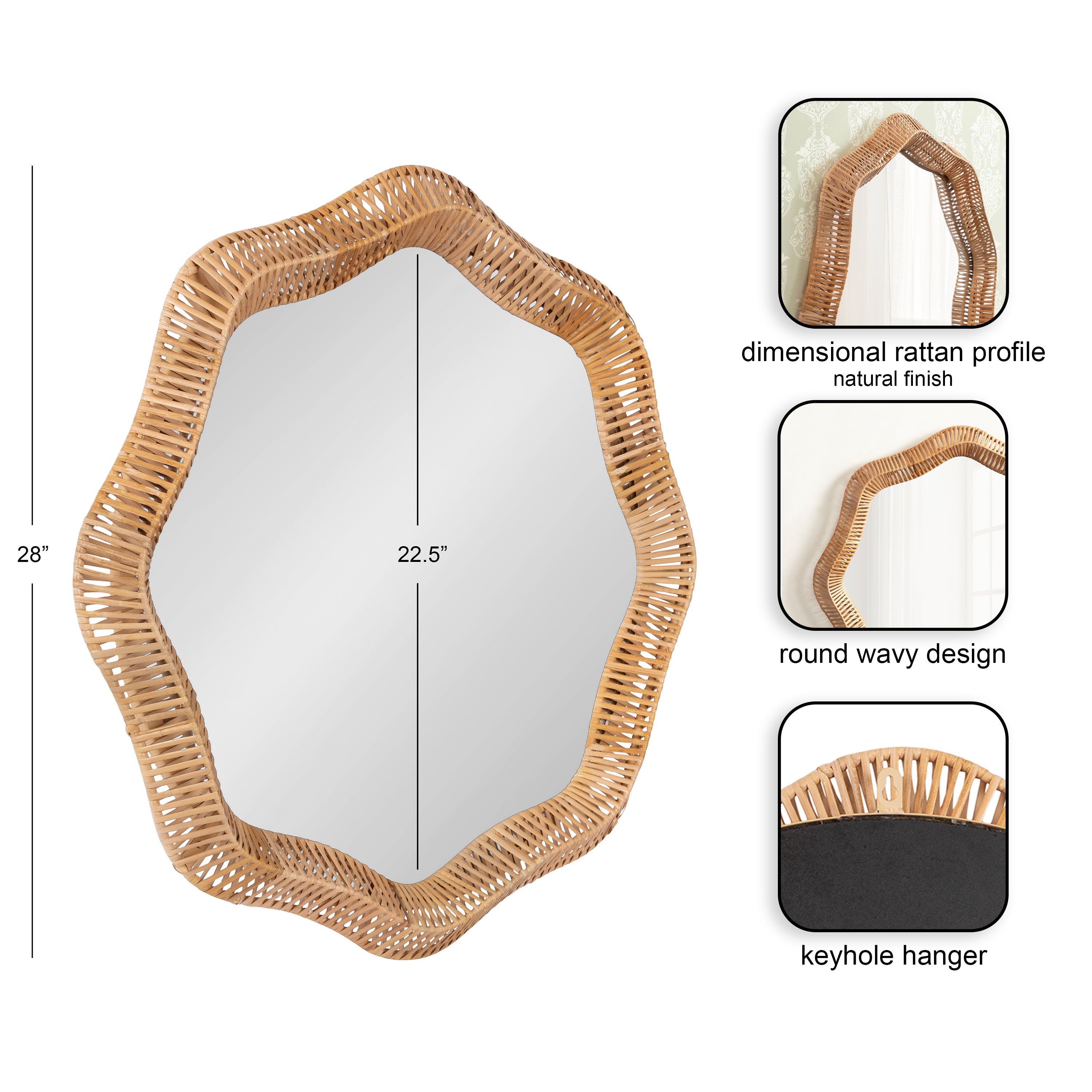 Scallop Mirror 28" dia Natural 2