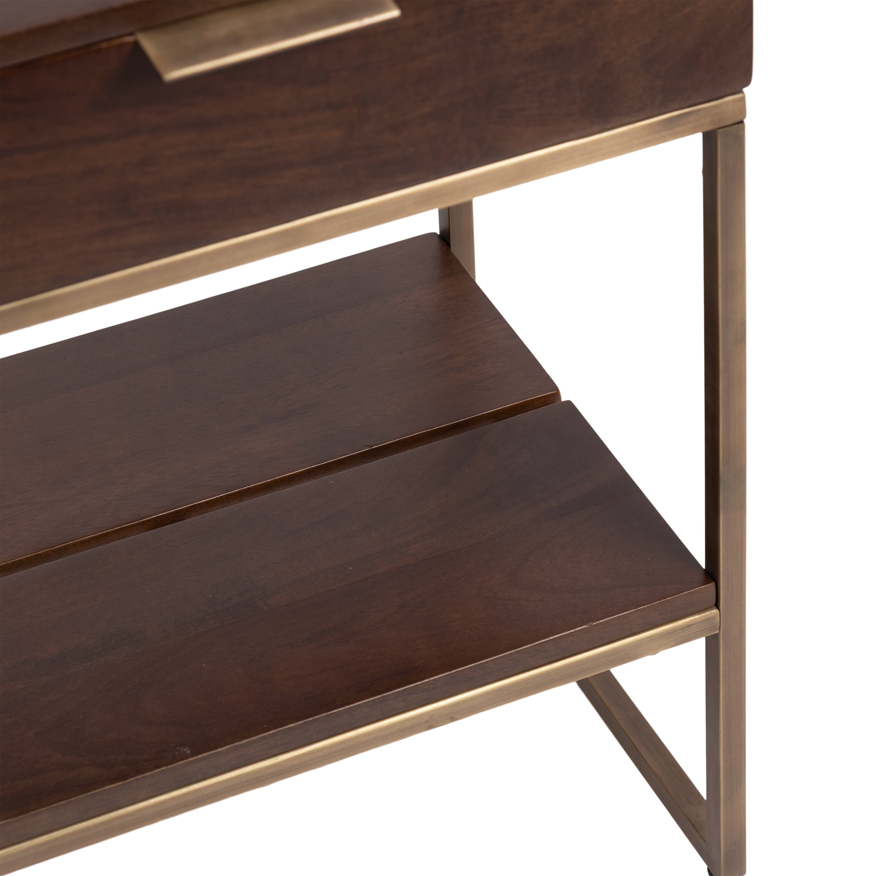 Side Table Dark Brown Gold 18x13x24 4