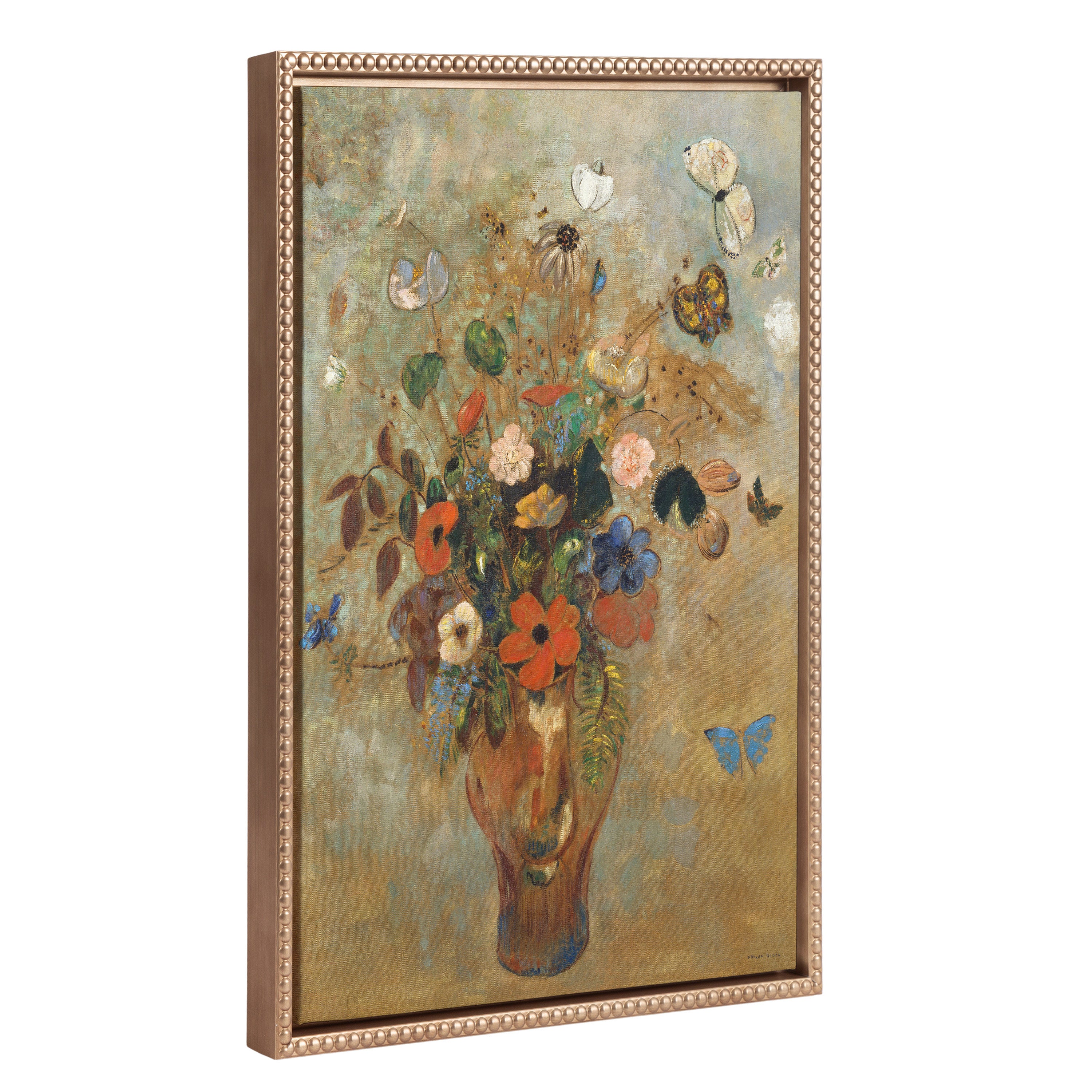 Sylvie Beaded Still Life with Flowers Framed Canvas by The Art Institute of Chicago