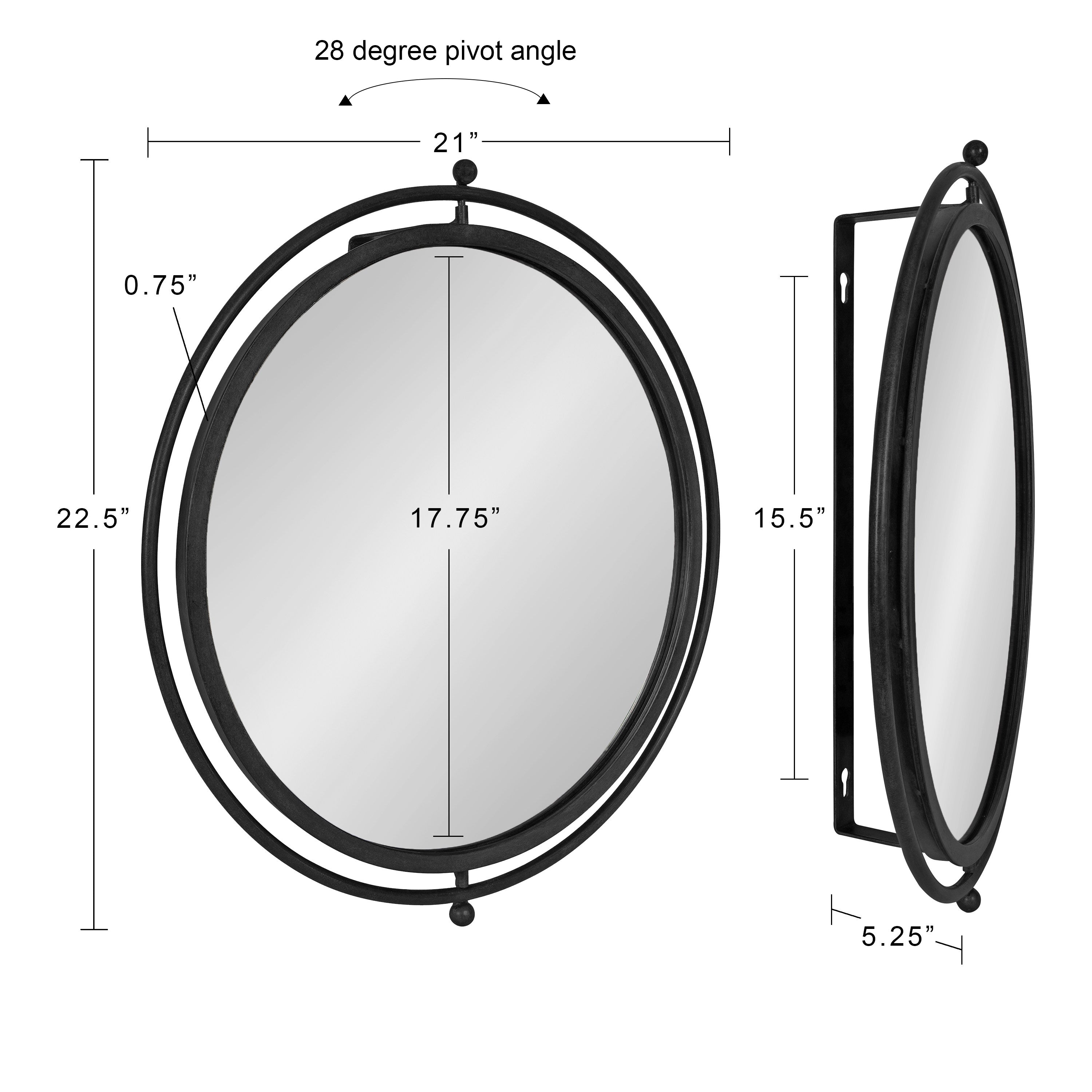 Functional Mirror Black 21" Diameter 5