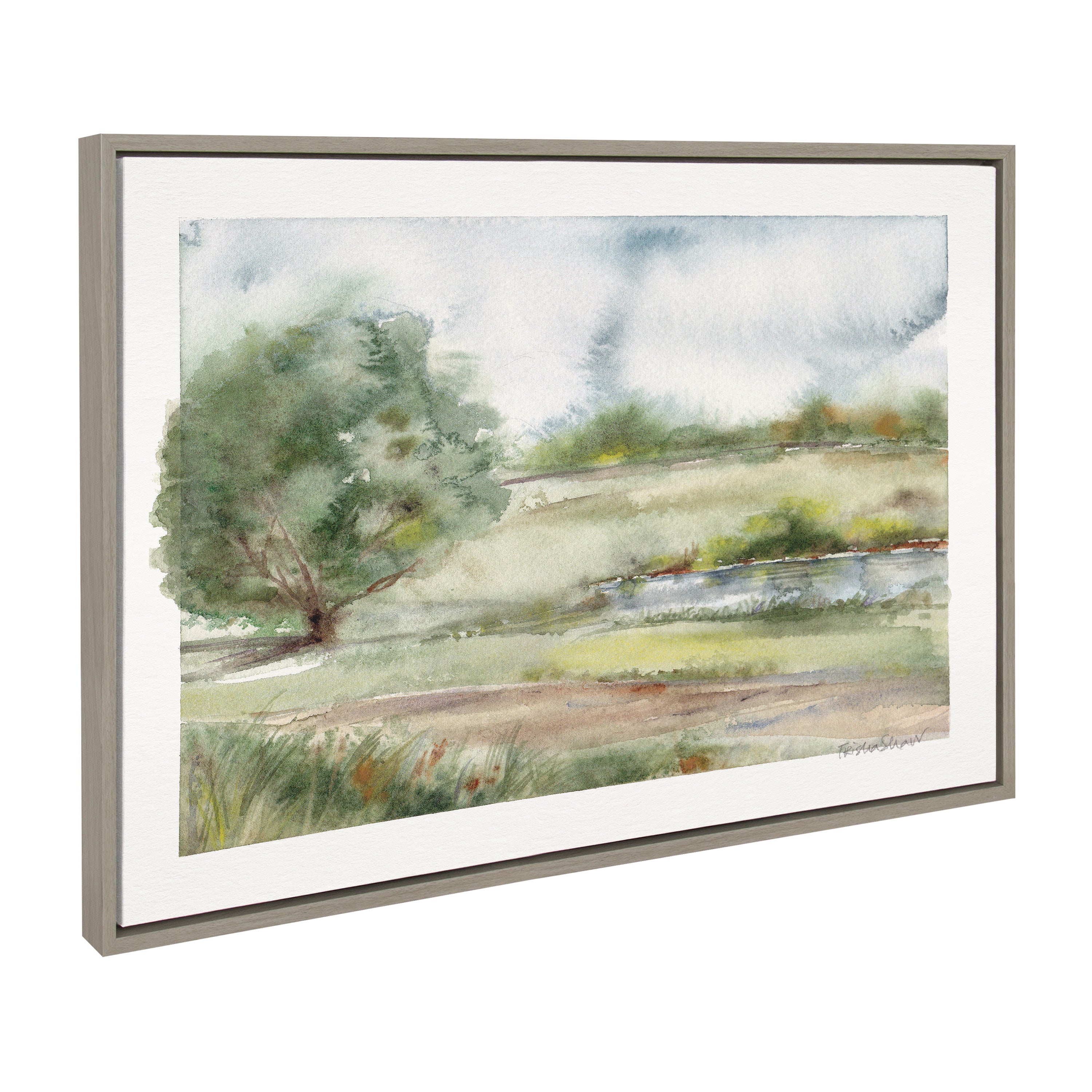 Sylvie Landscape With Tree In Light Mood Framed Canvas by Patricia Shaw