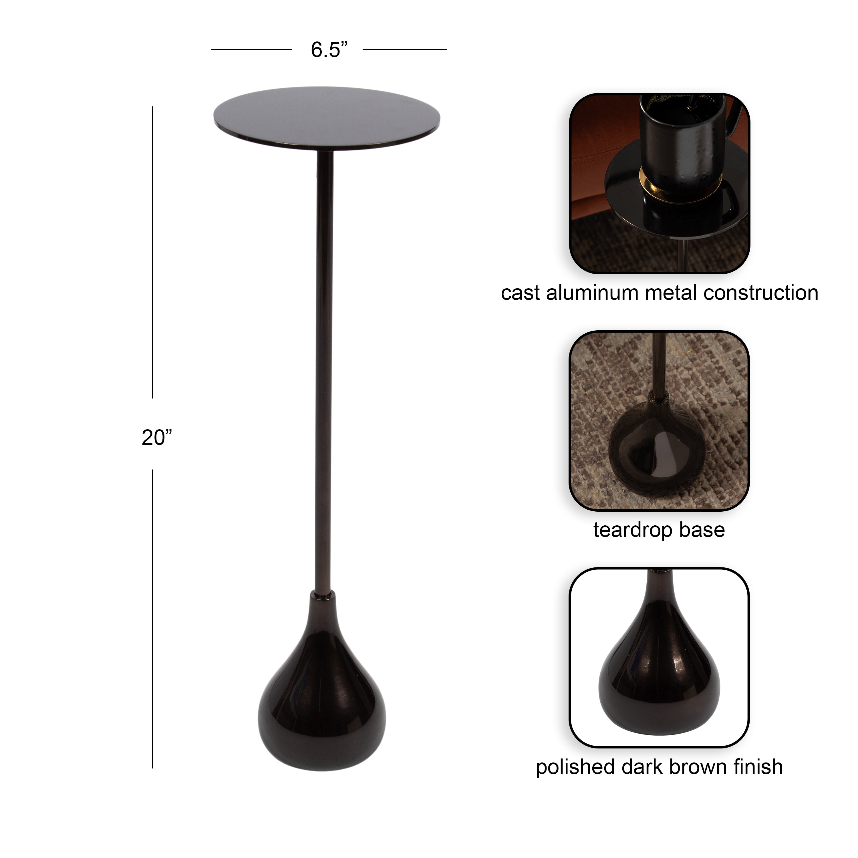 Drink Table Dark Brown 7x7x20 2