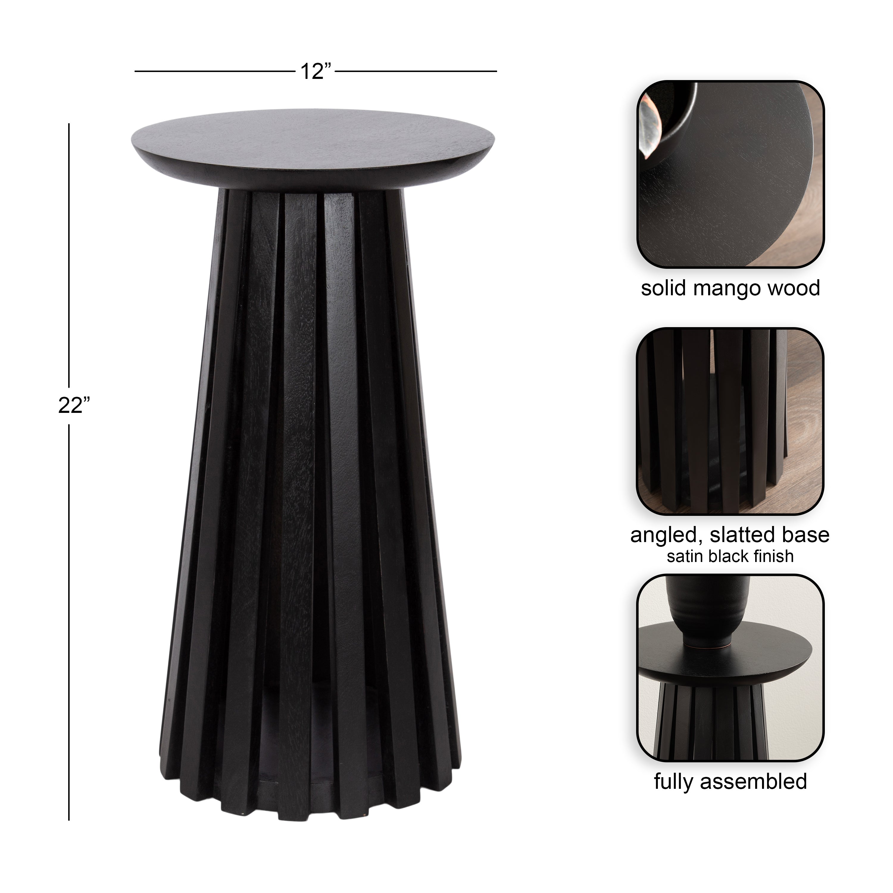 Drink Table Black 12x12x22 2