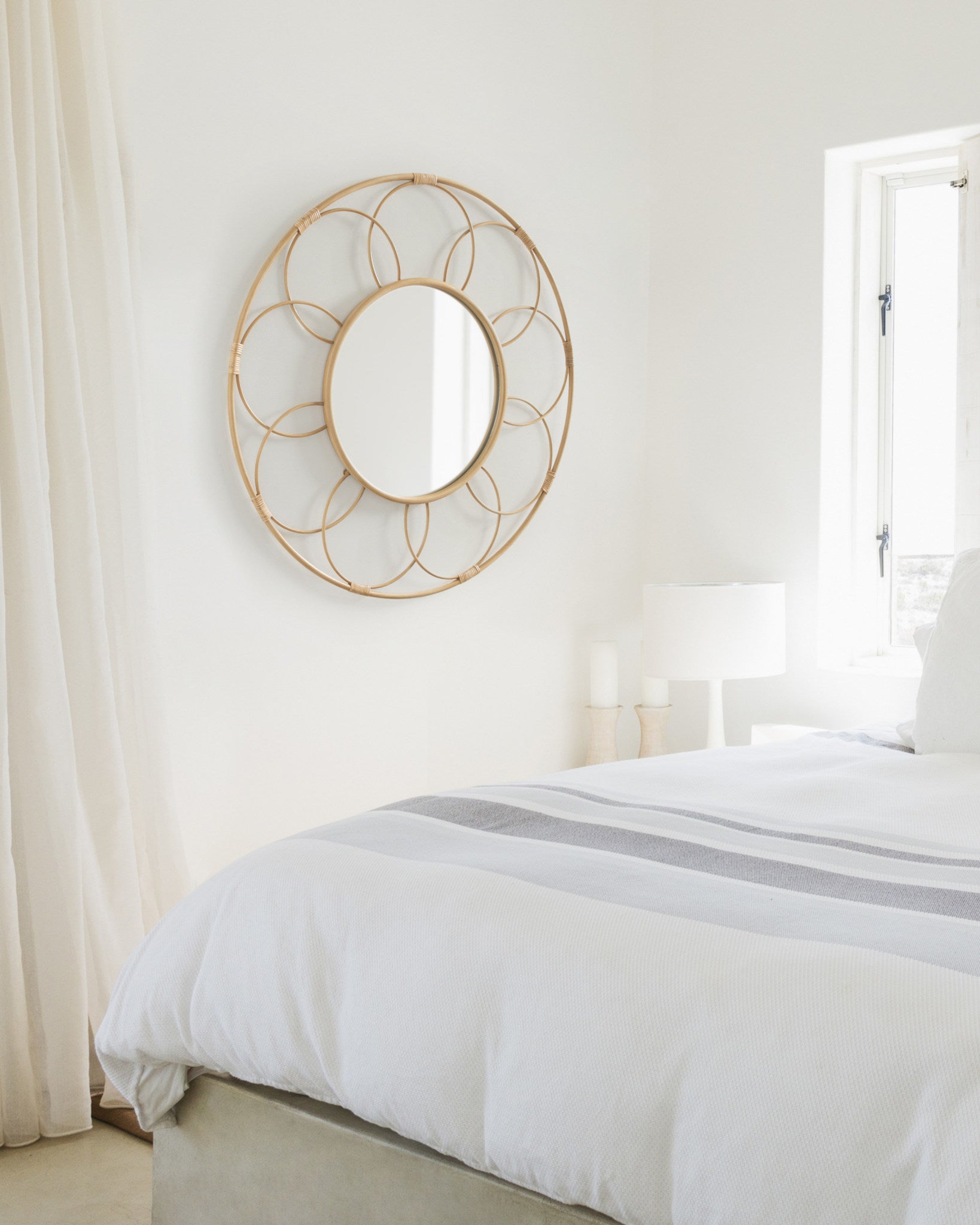 Cori Round Rattan Mirror