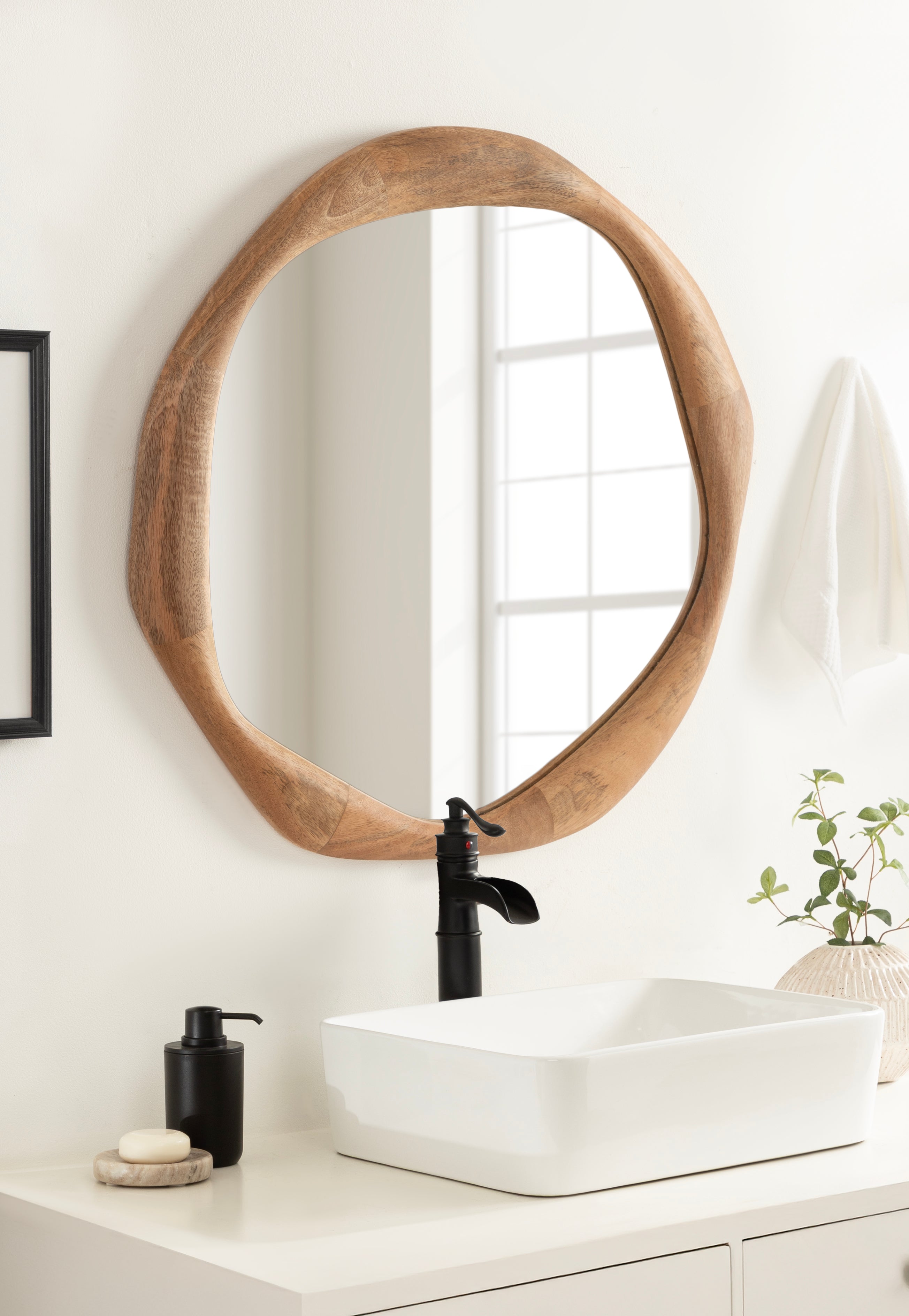 Hera Round Mirror Wood