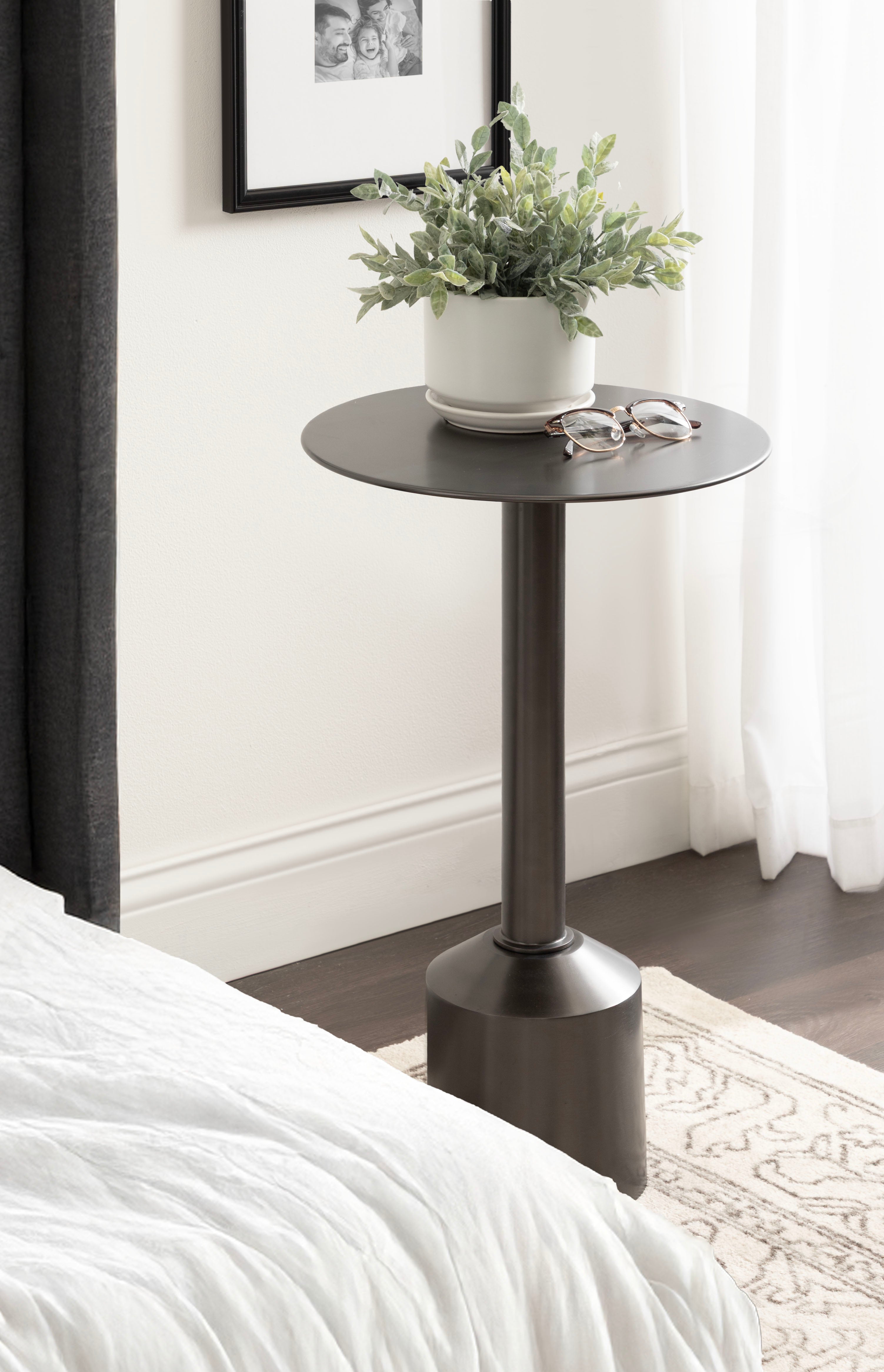 Side Table Pewter 14x14x24 7