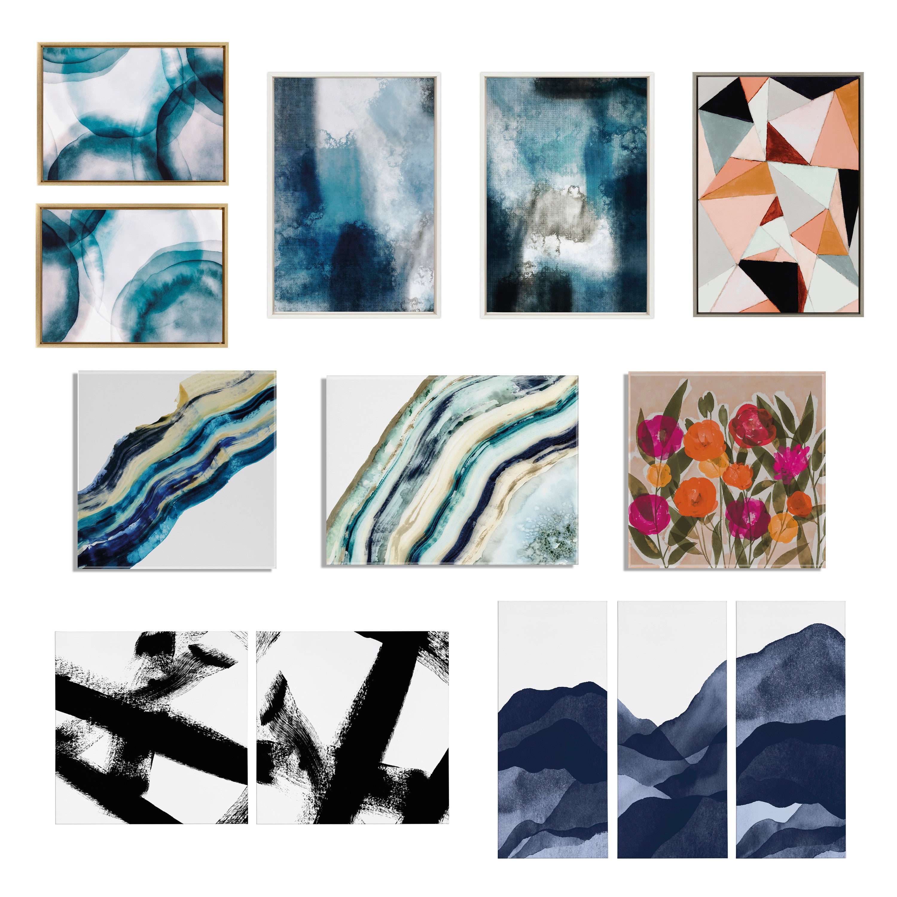 Sylvie Blue Mountain Range Framed Canvas Set by Amy Lighthall