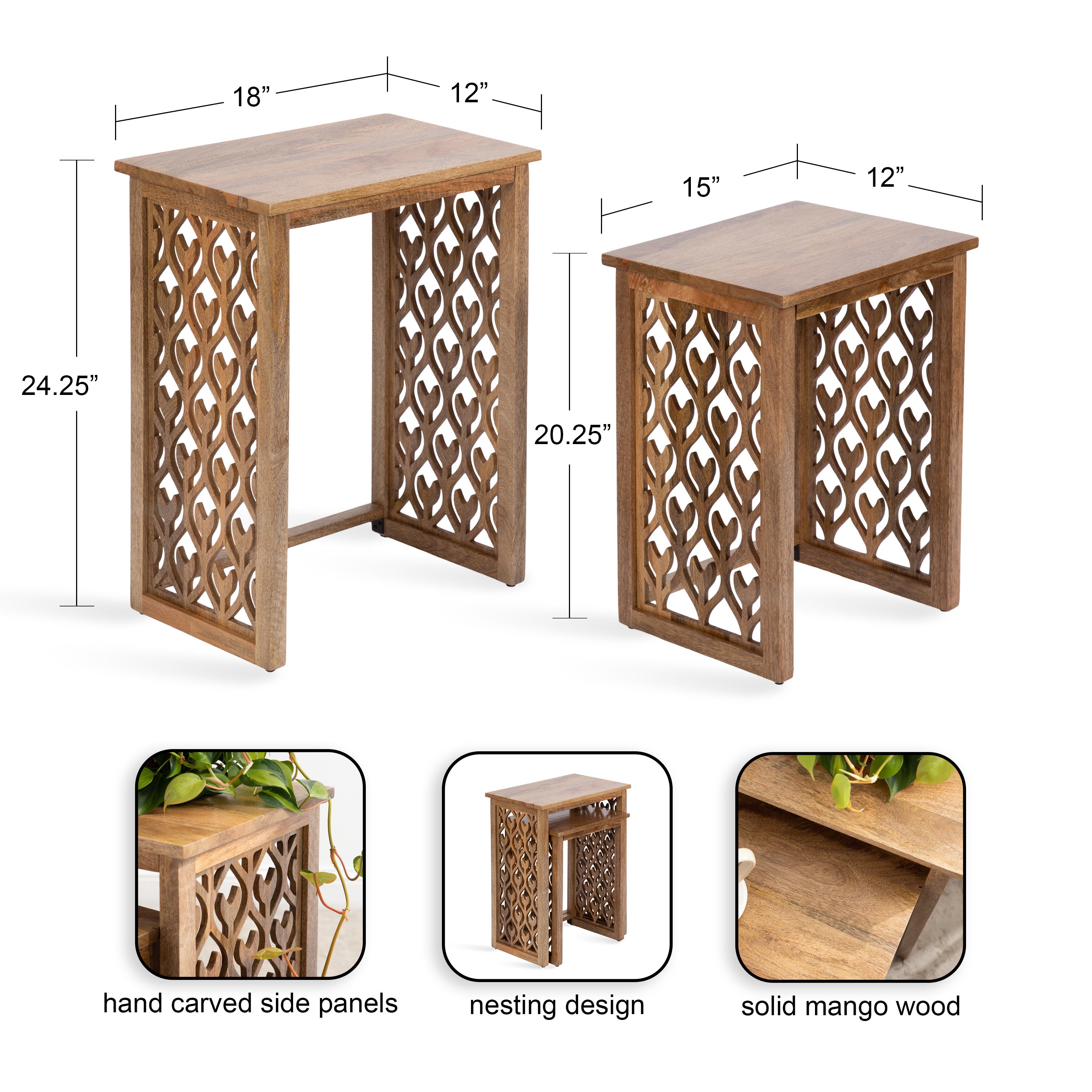 Nesting Table Natural 2 Piece 2