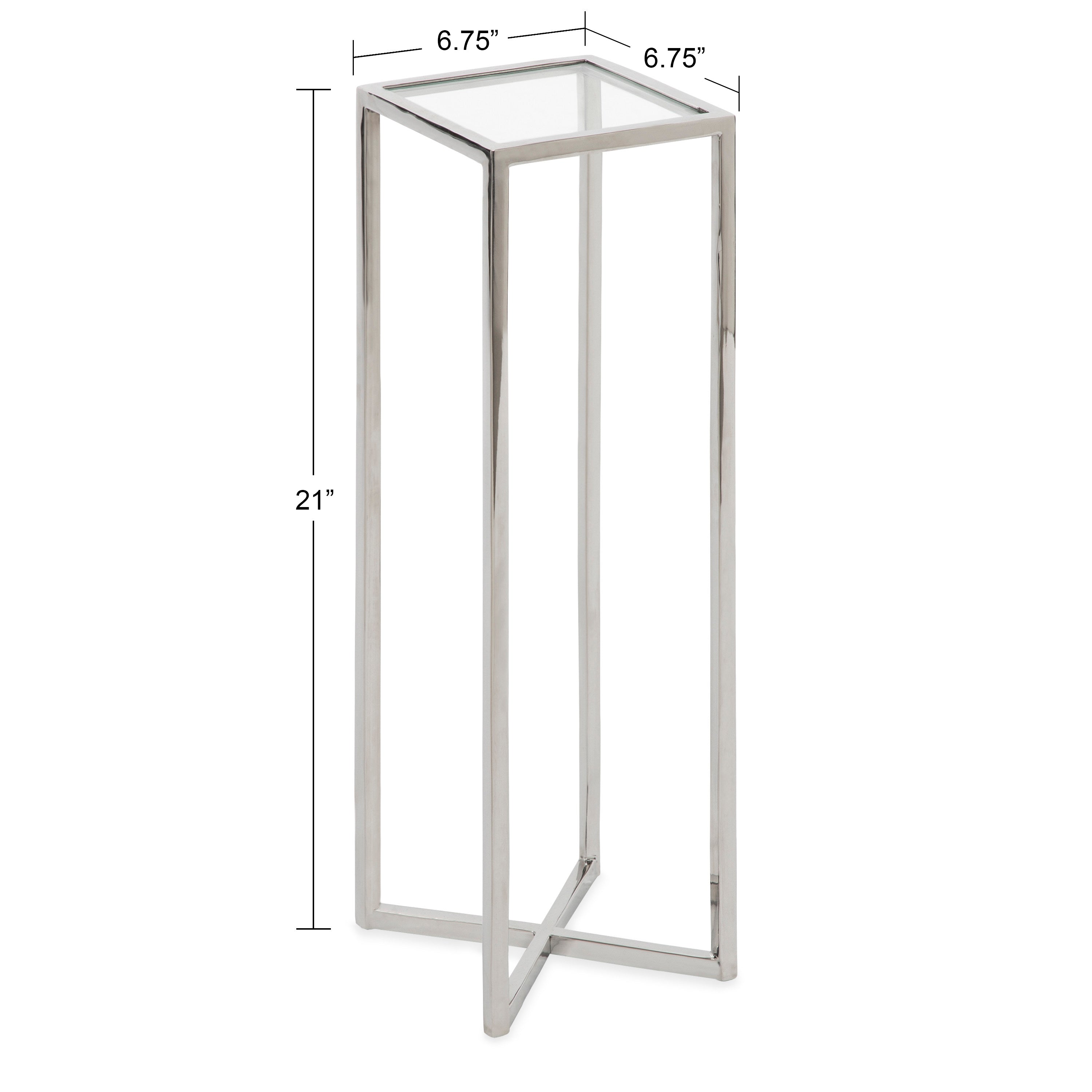 Side Table Clear Silver 7x7x21 2