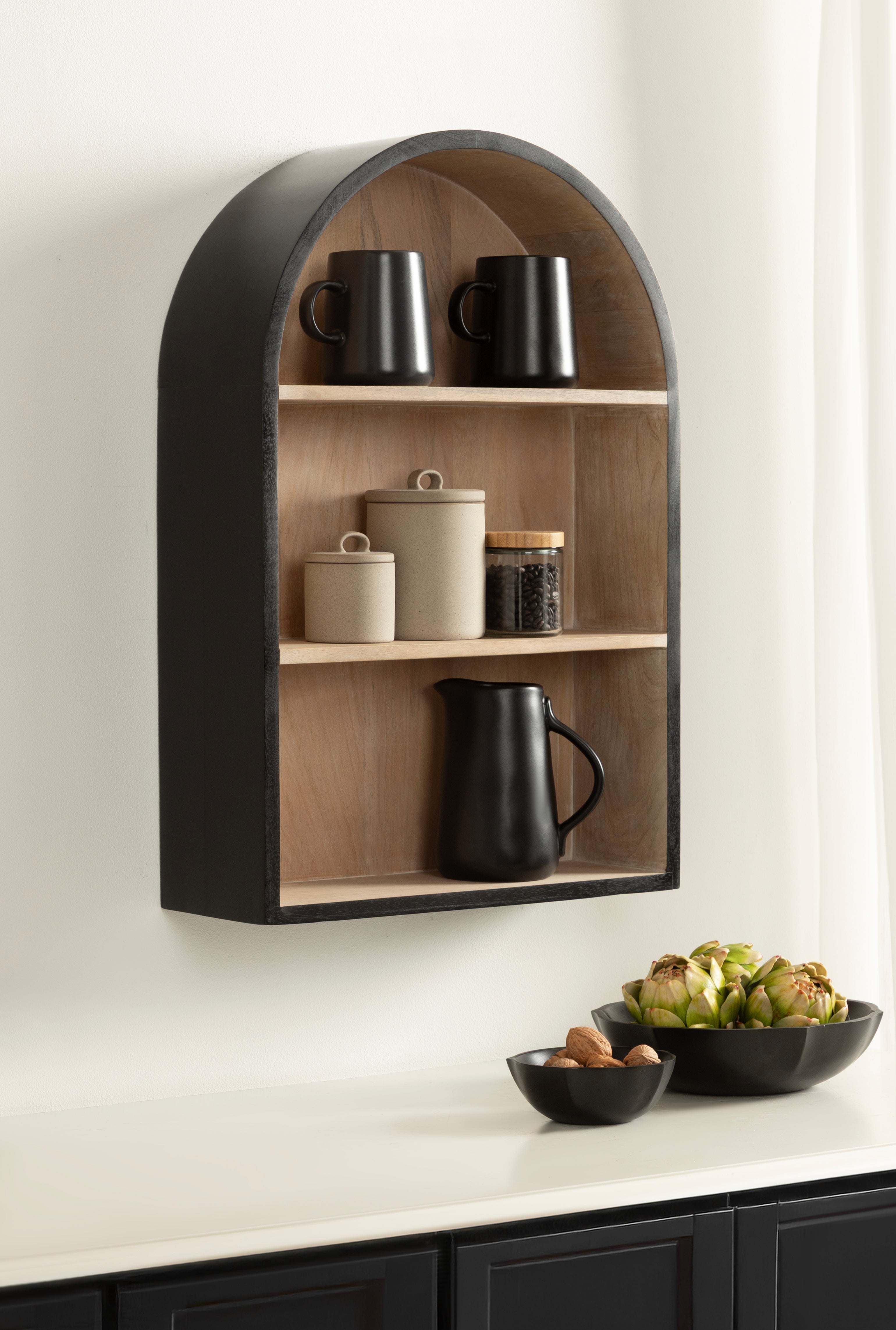 Accent Shelf Black Natural Beige 18x6x26 6