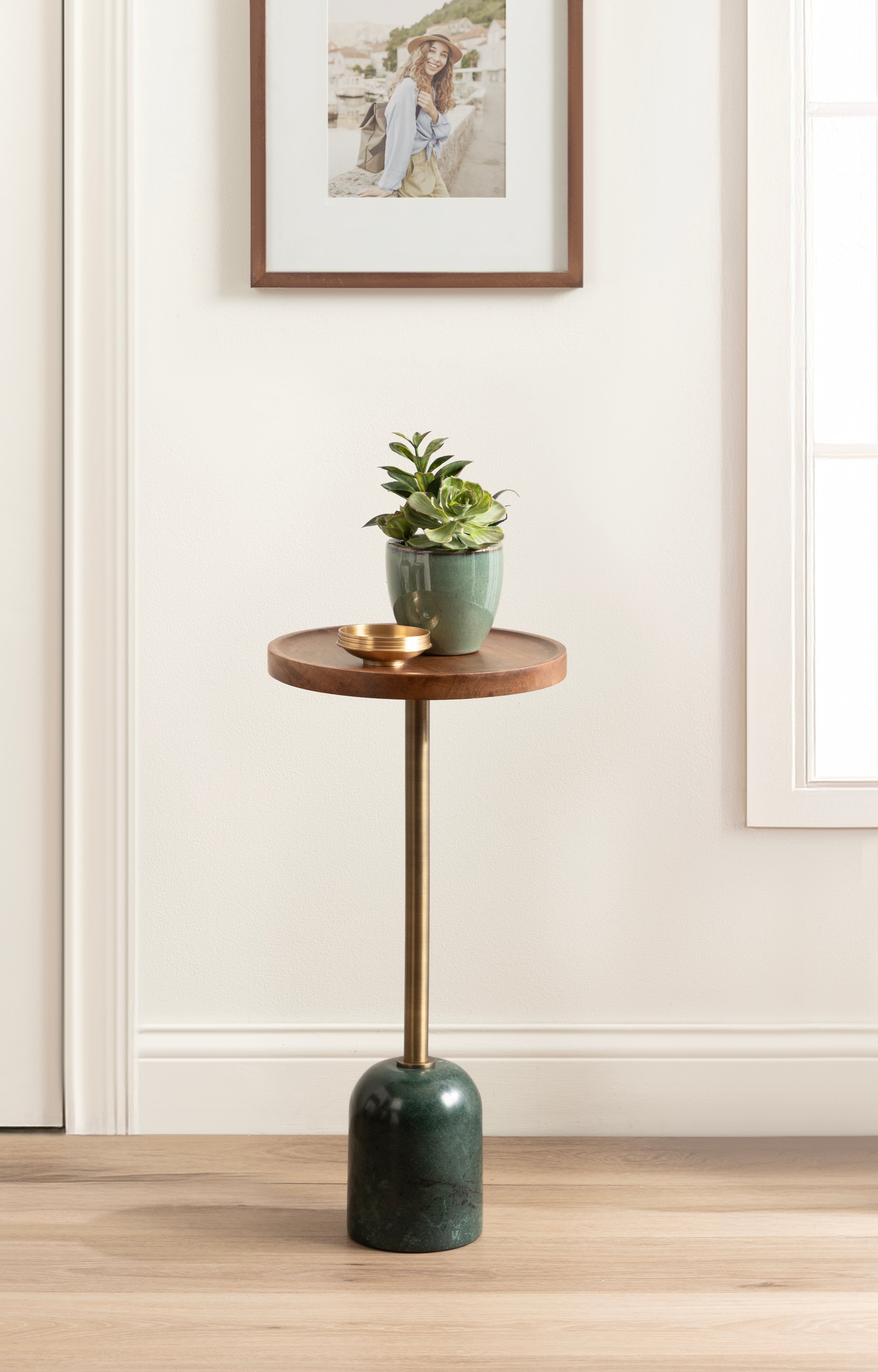 Shorrock Wood and Marble Side Table
