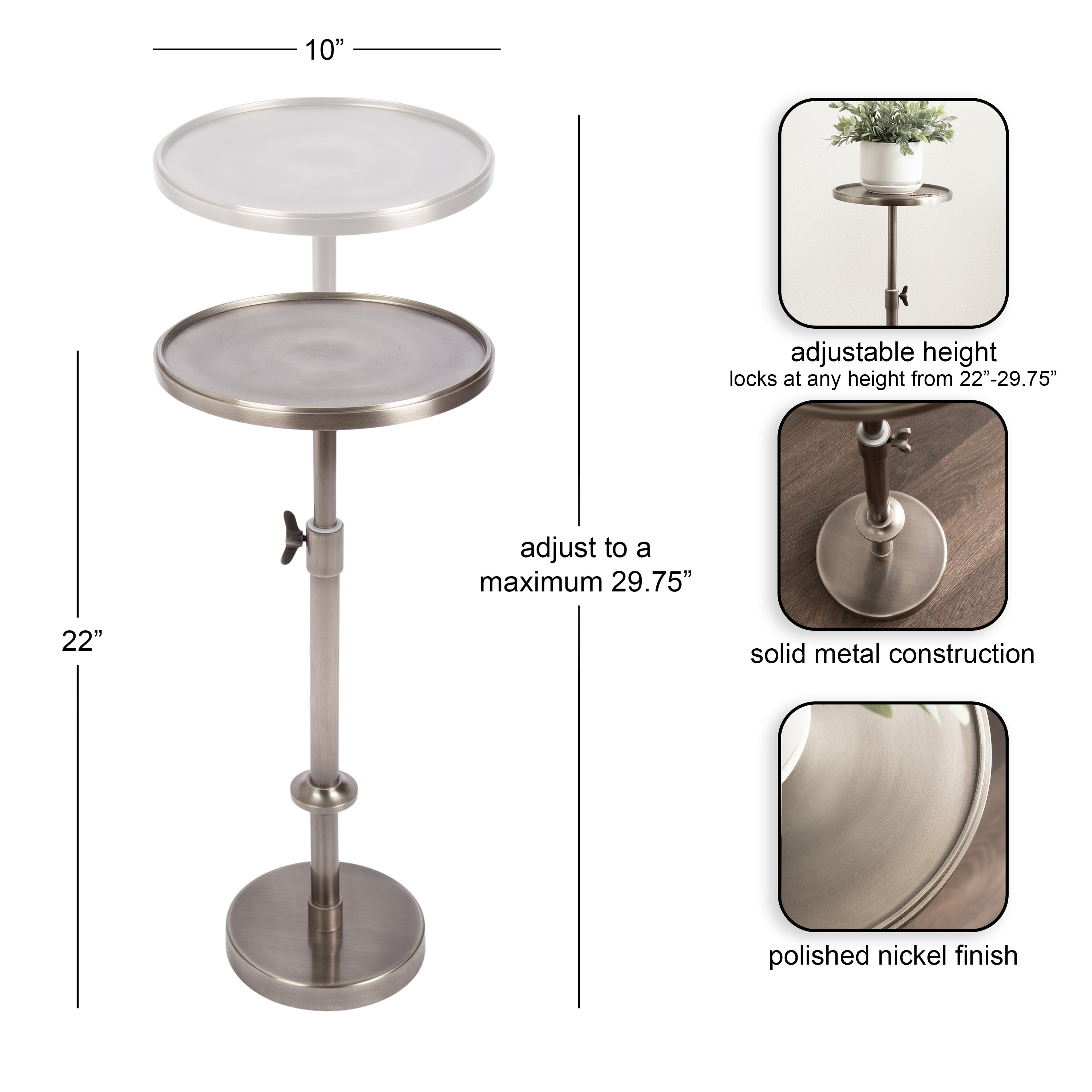 Drink Table Silver 10x10x30 2