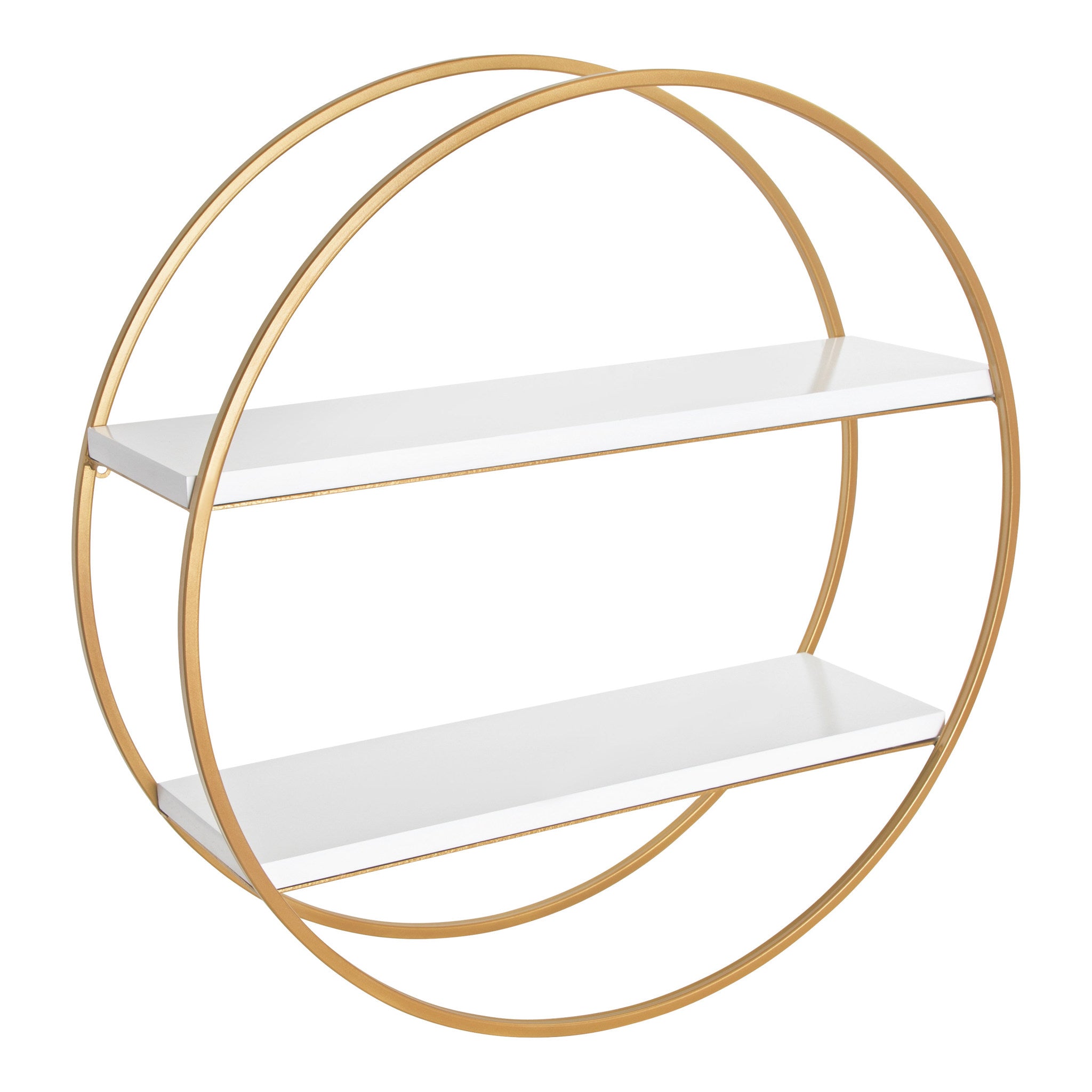 Sequoia Wood and Metal Round Wall Shelf