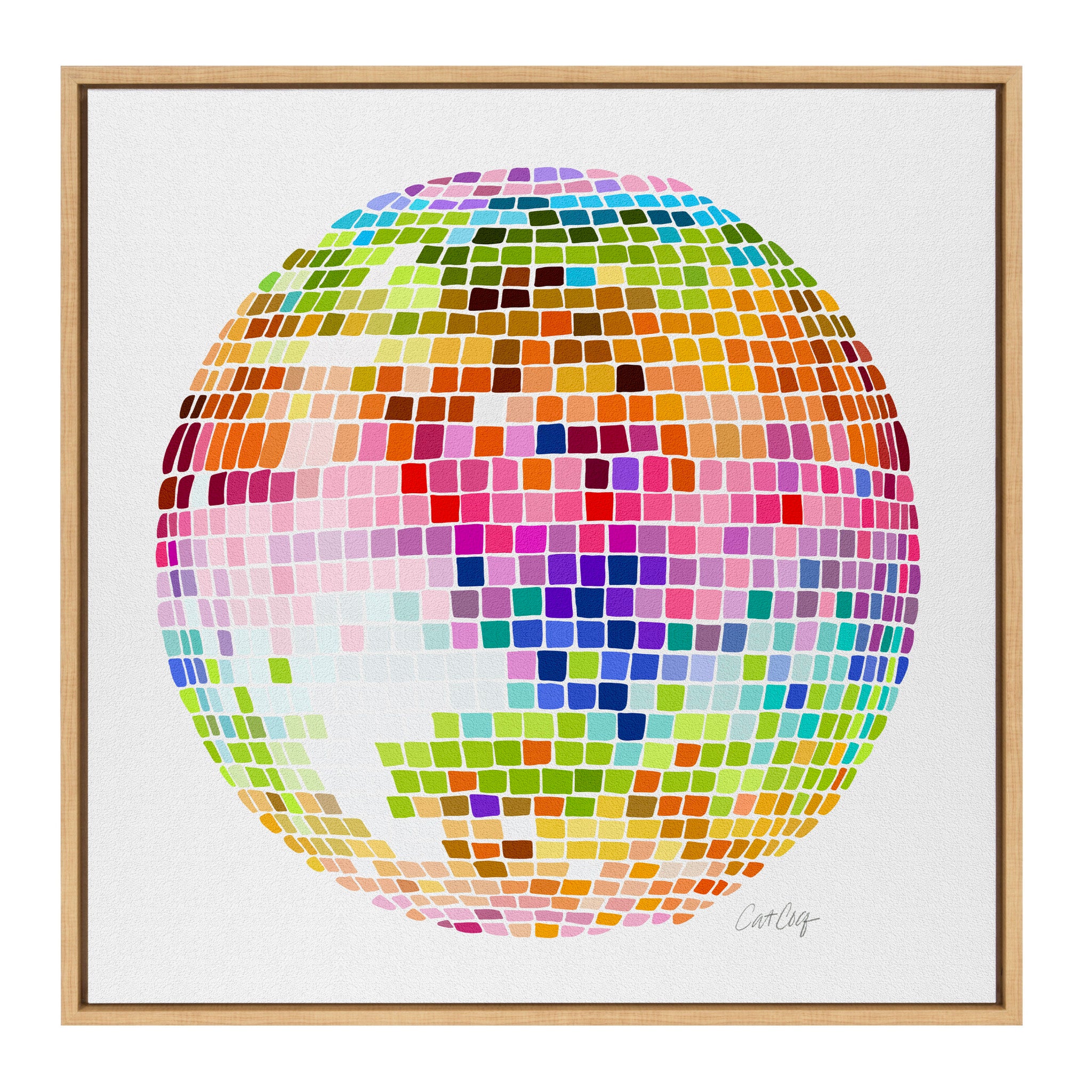 Sylvie Rainbow Disco Ball Framed Canvas by Cat Coquillette