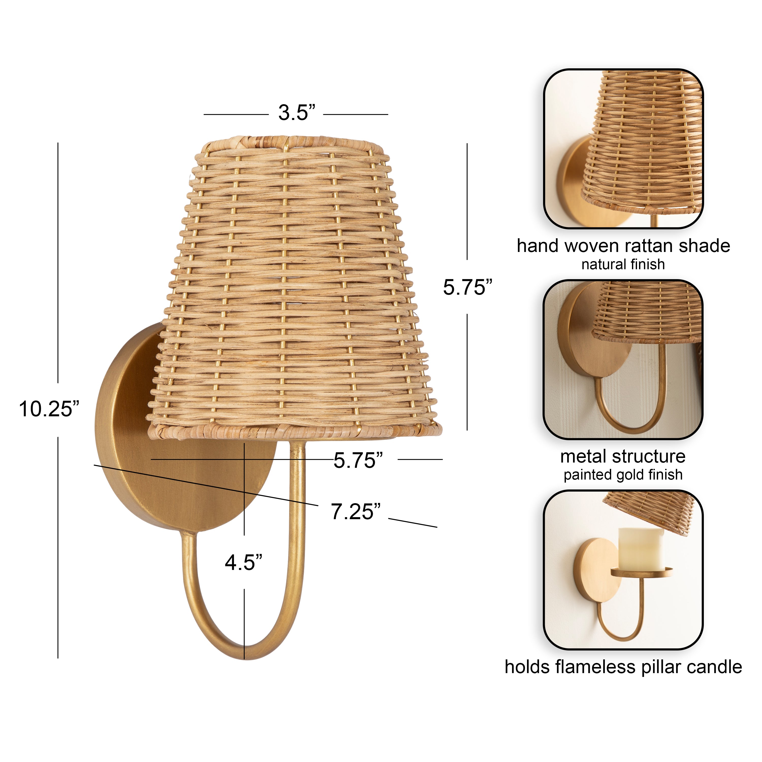 Wall Sconce Natural 6x8x11 2