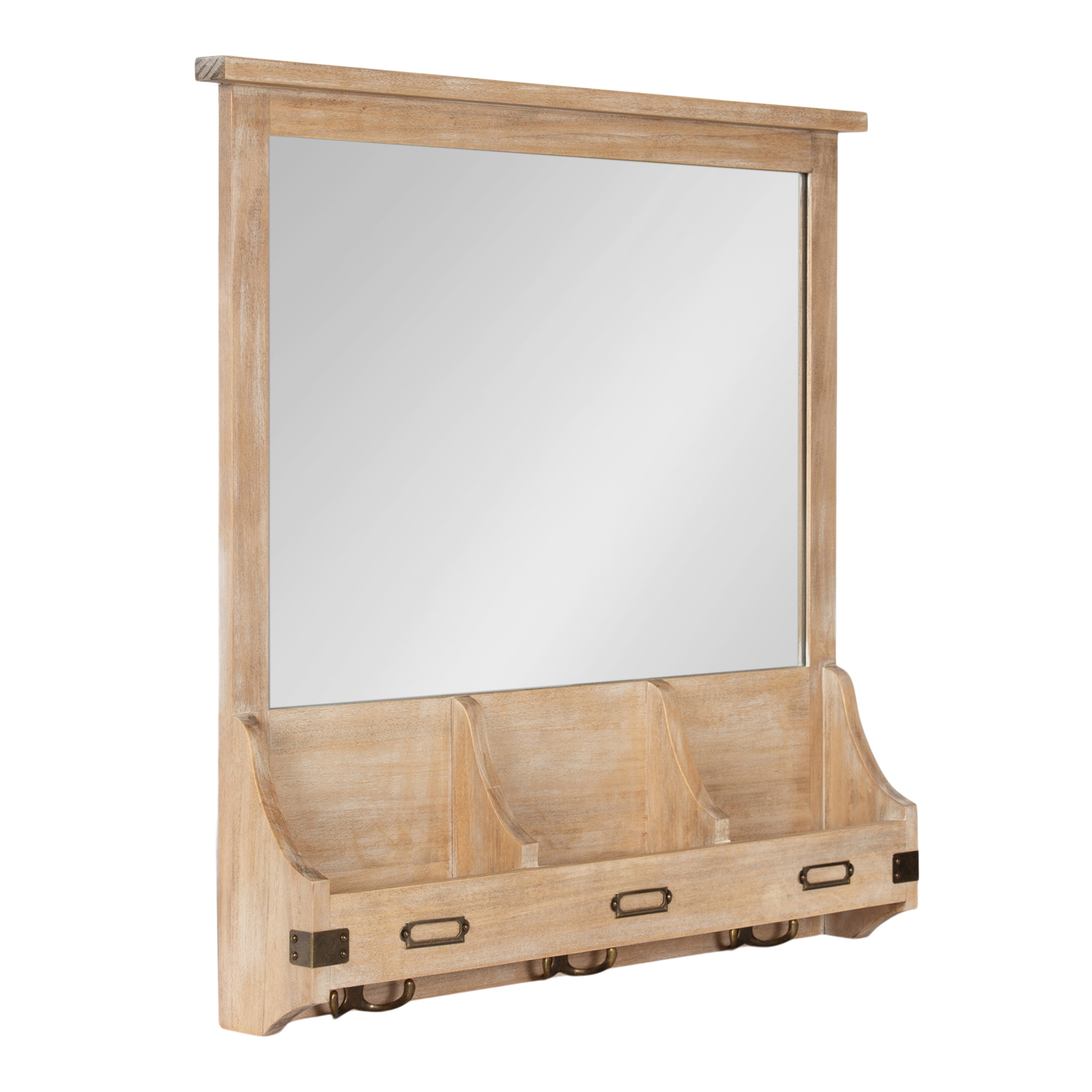 WWW_WOODHANGER ウォールナット　WHAT WE WANT Stallard Wood Wall Mirror with Hooks – kateandlaurel